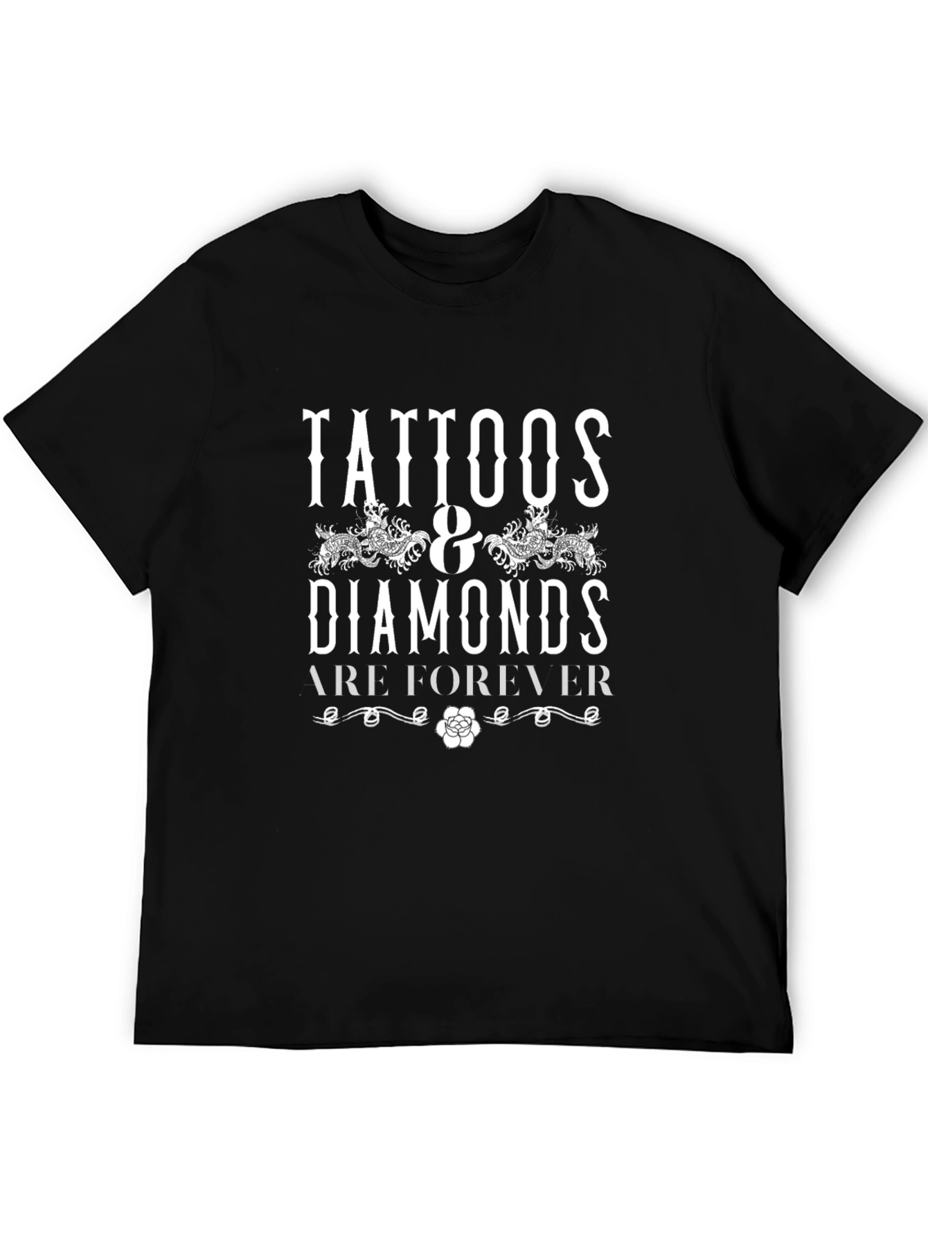 Tattoos & Diamonds Graphic Print Black Tee