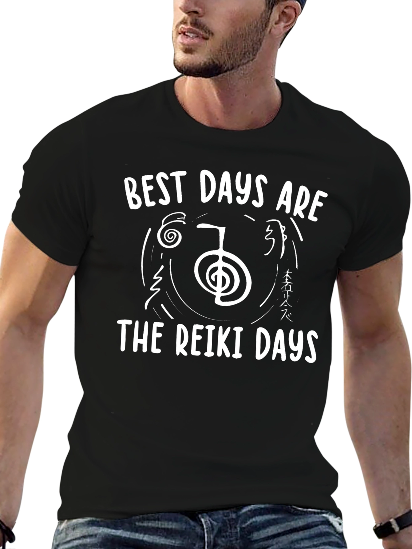Reiki Days Black Graphic T-Shirt
