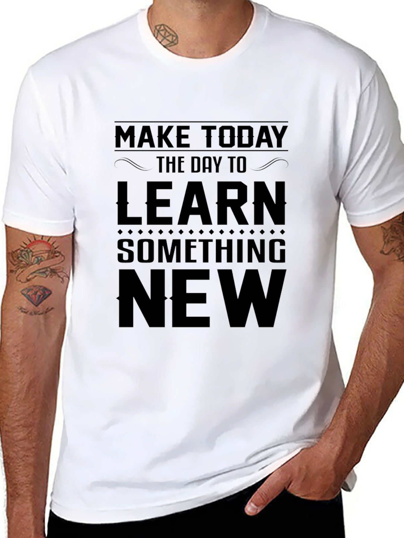 Inspirational Learn Something New Black T-Shirt