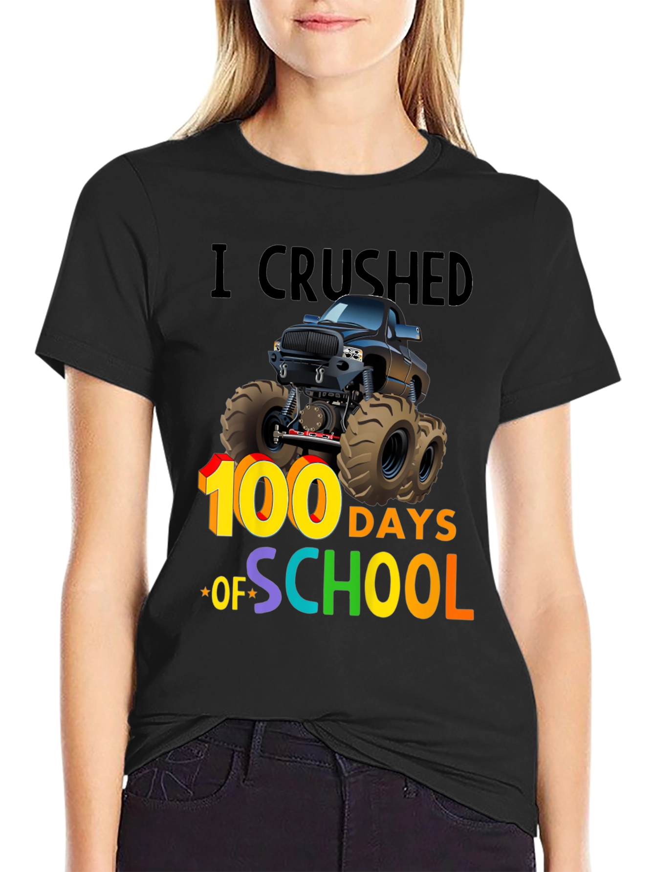 100 Days of School Monster Truck T-Shirt