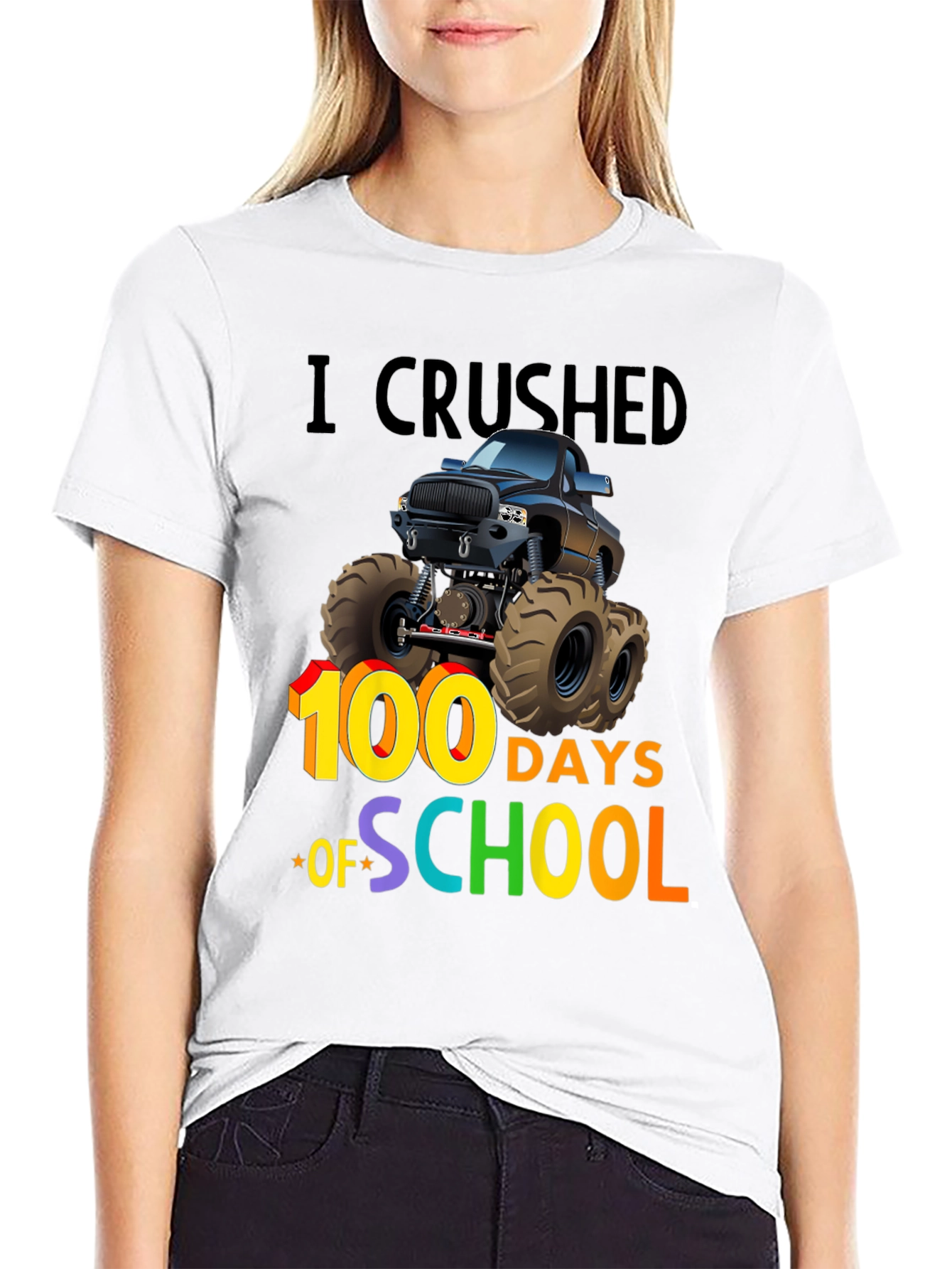 100 Days of School Monster Truck T-Shirt