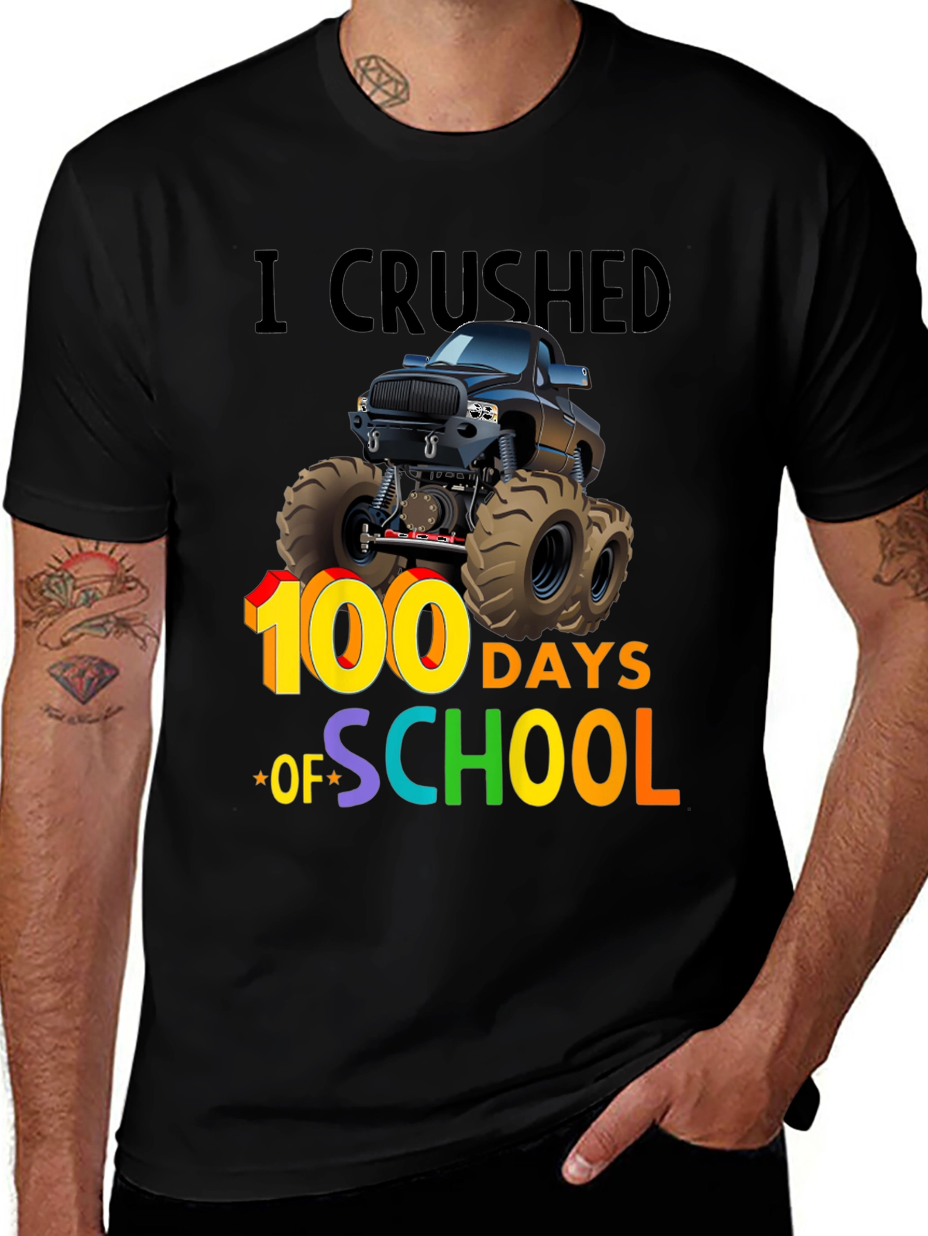 100 Days of School Monster Truck T-Shirt