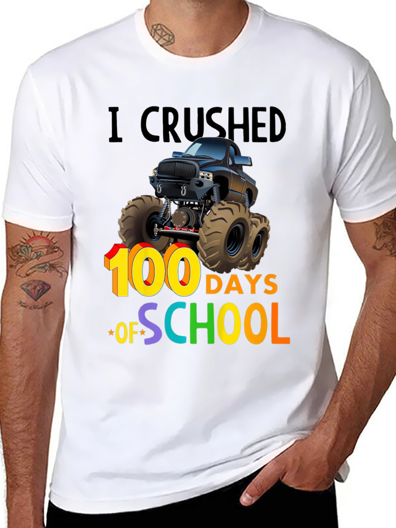 100 Days of School Monster Truck T-Shirt