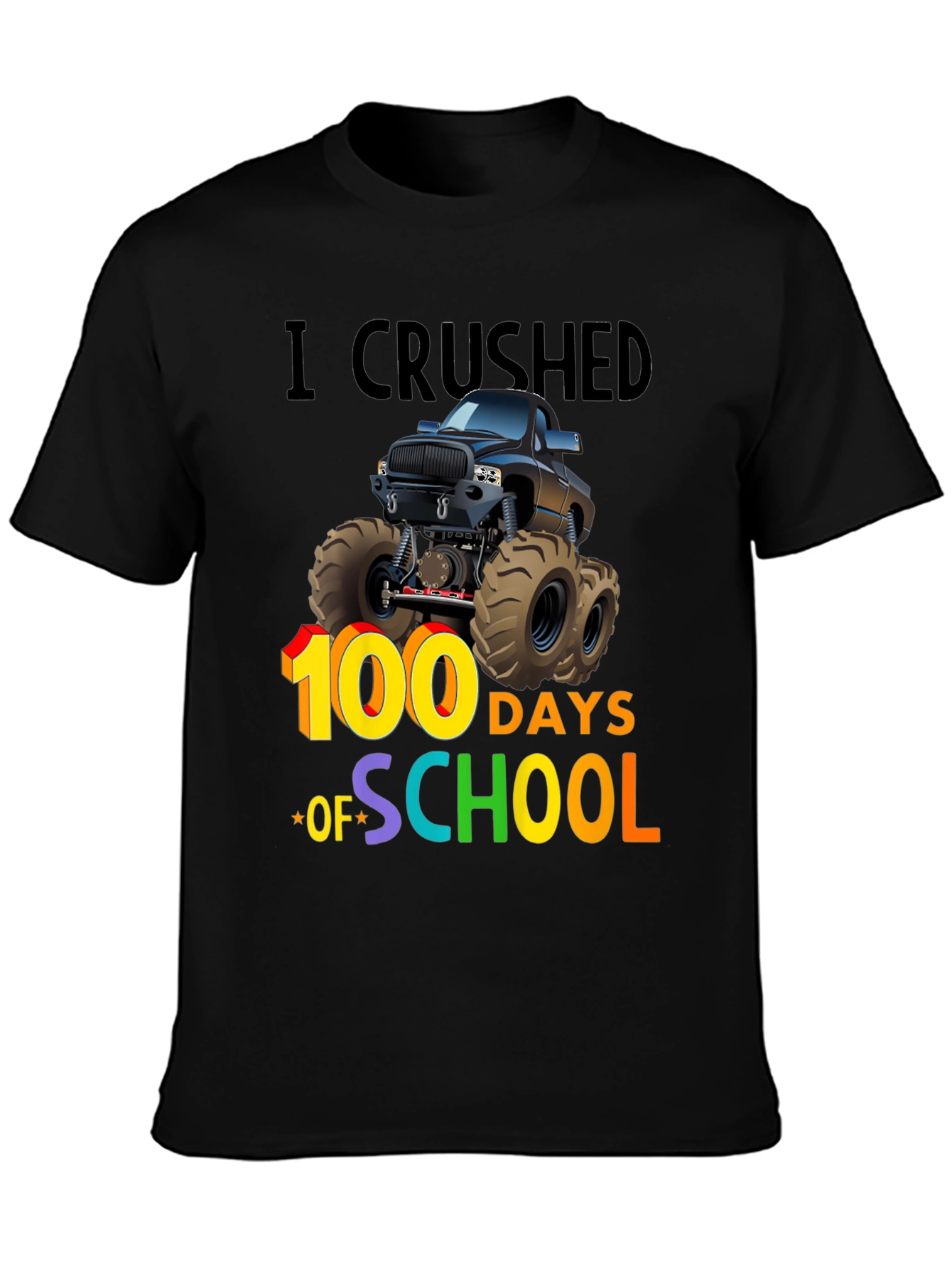 100 Days of School Monster Truck T-Shirt