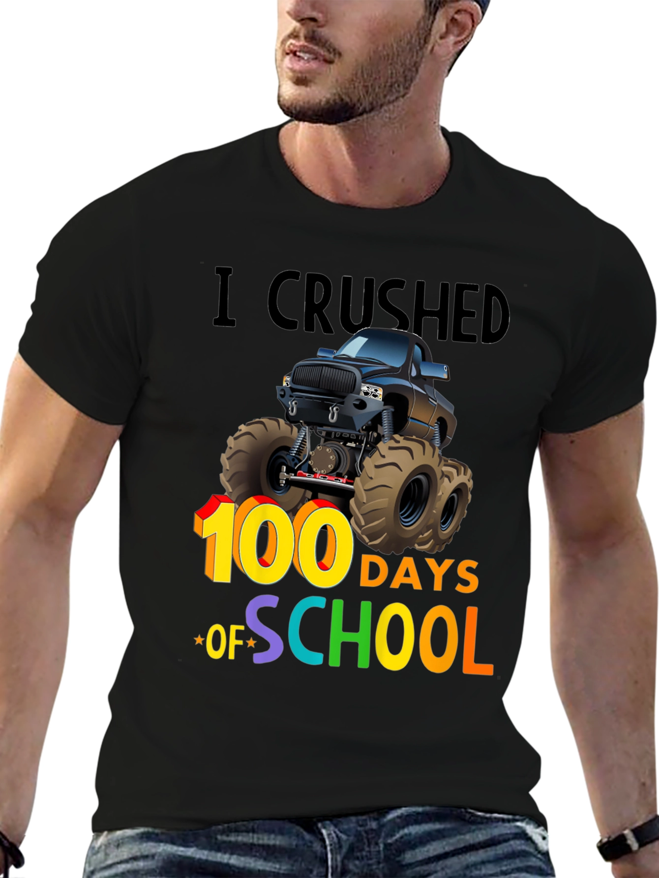 100 Days of School Monster Truck T-Shirt