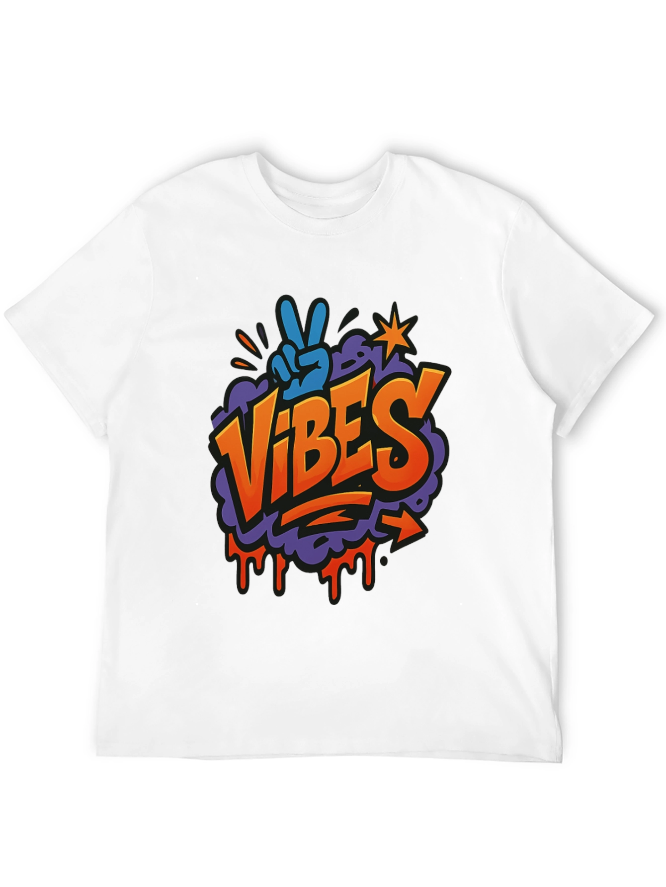 Vibes Graphic Print Crew Neck T-Shirt
