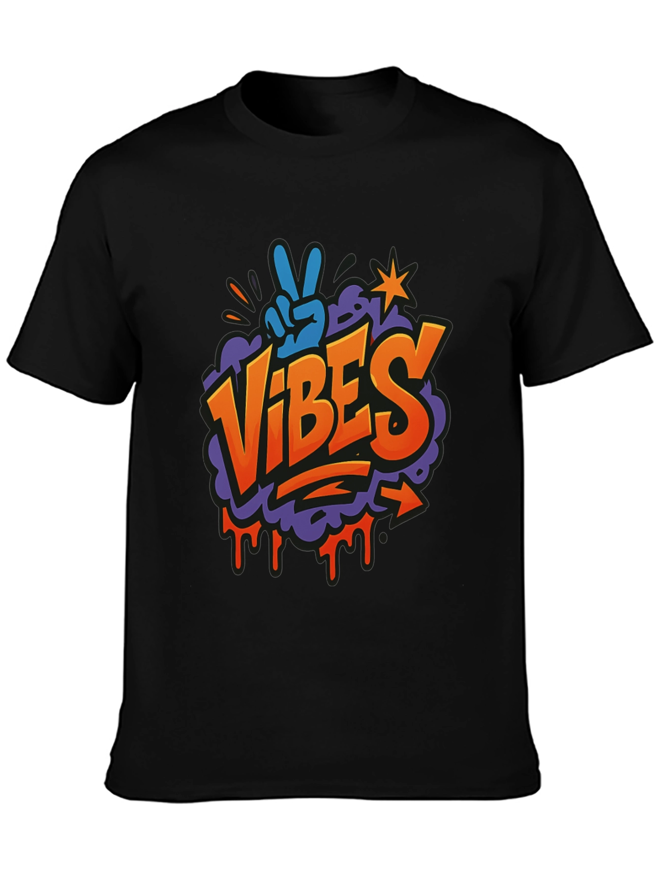 Vibes Graphic Print Crew Neck T-Shirt