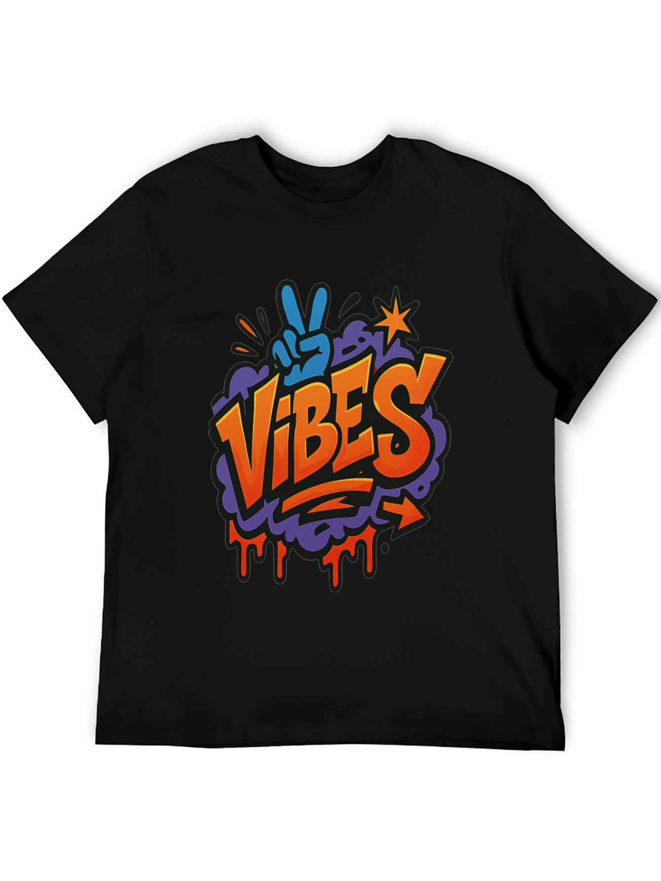 Vibes Graphic Print Crew Neck T-Shirt