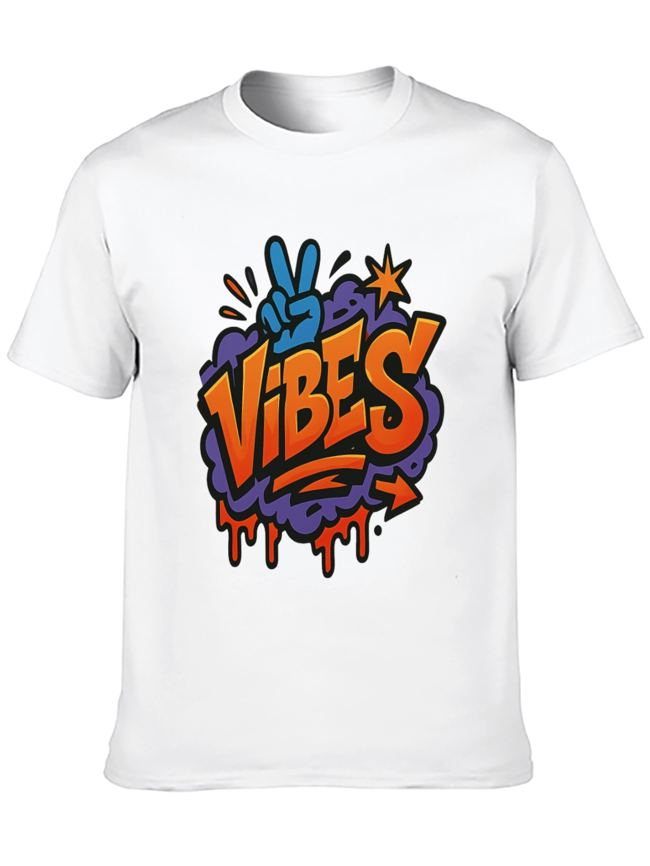 Vibes Graphic Print Crew Neck T-Shirt