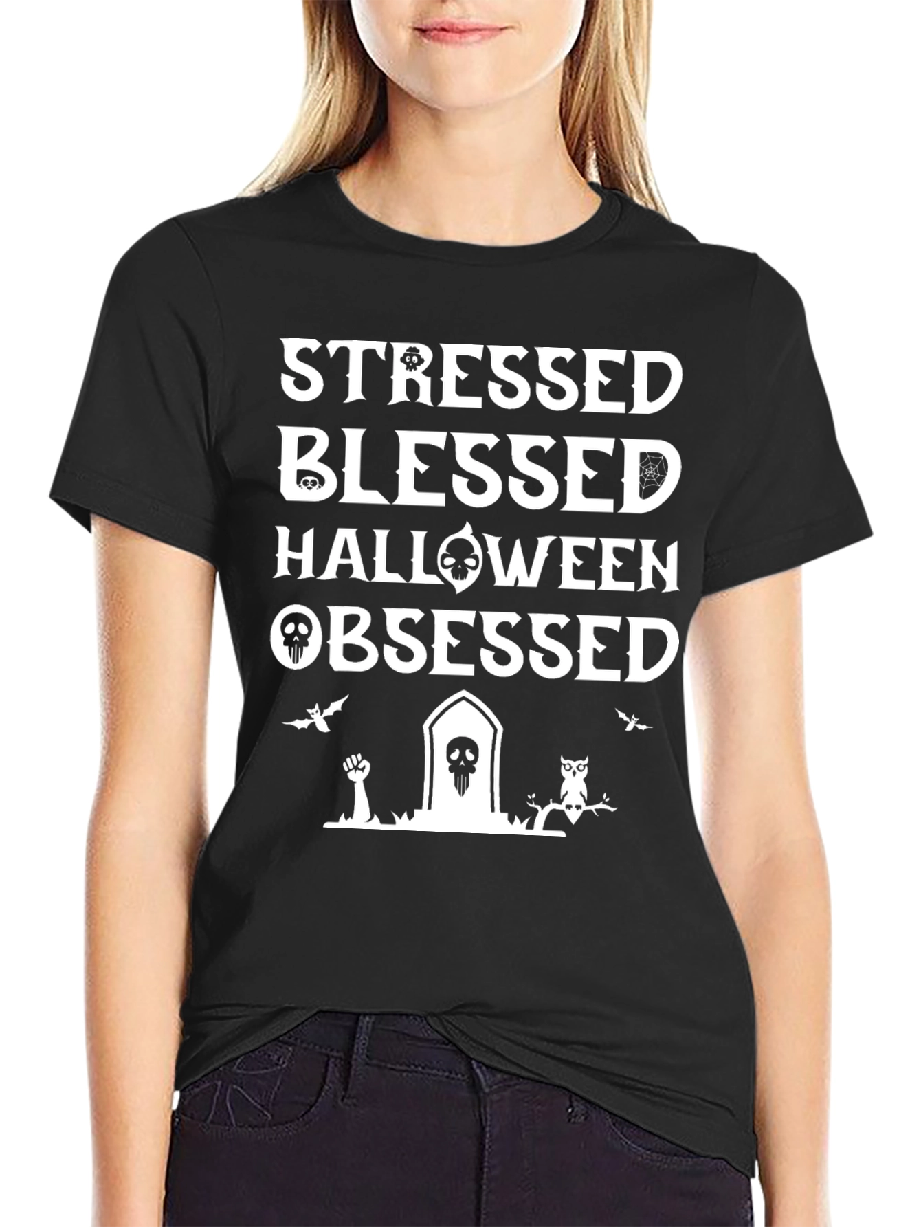Stressed Blessed Halloween Obsessed T-Shirt