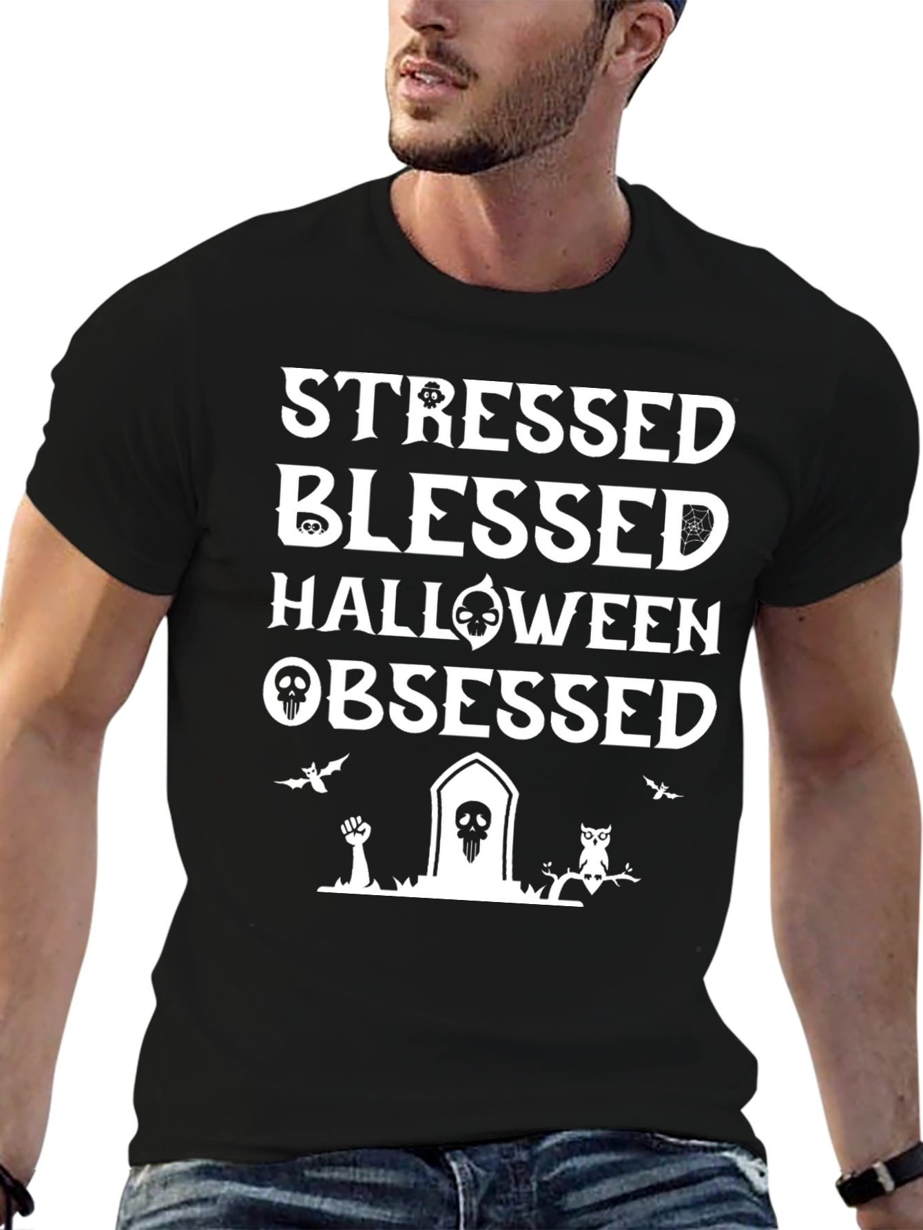 Stressed Blessed Halloween Obsessed T-Shirt