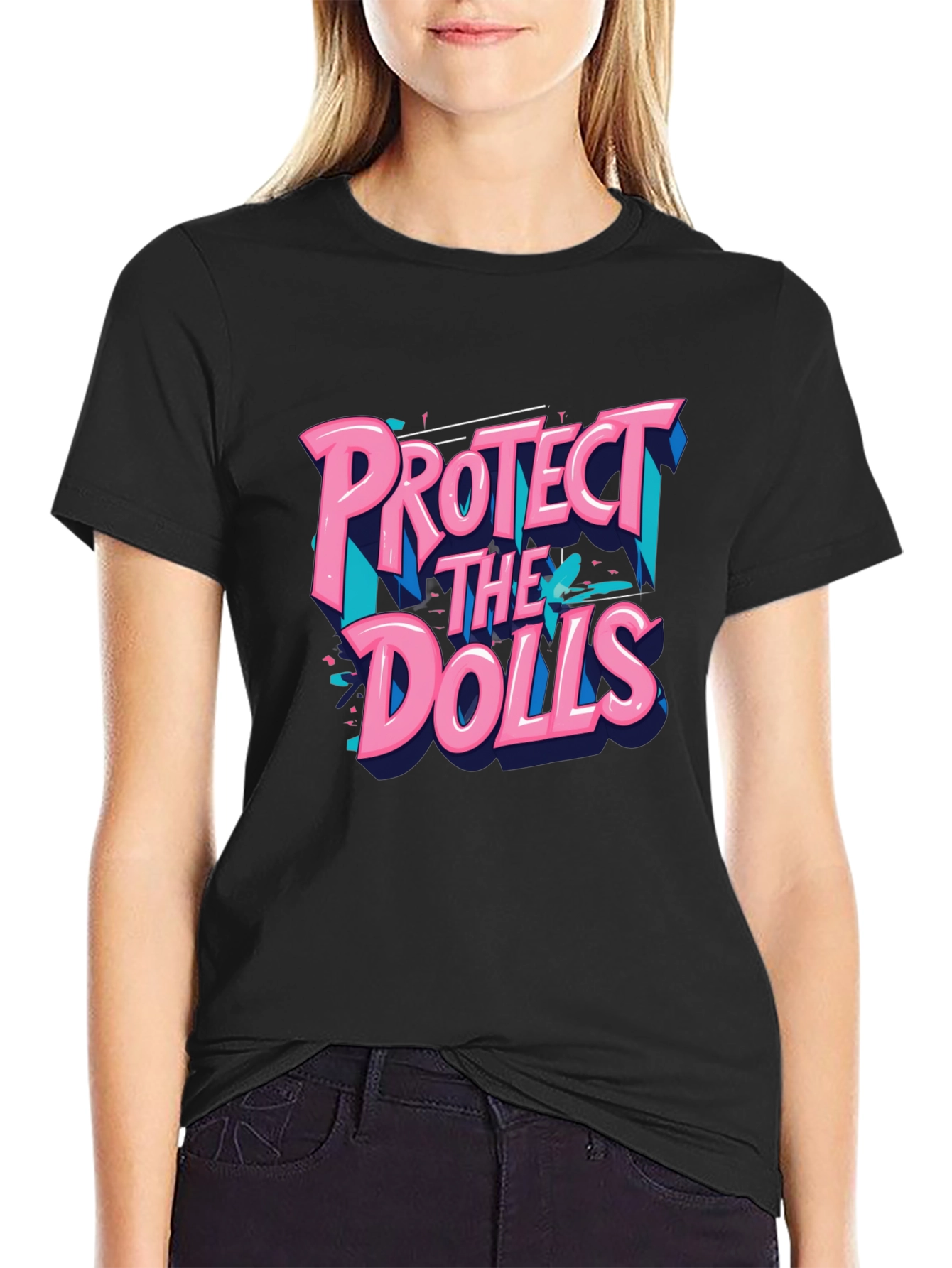 Protect The Dolls Graphic T-Shirt - Black