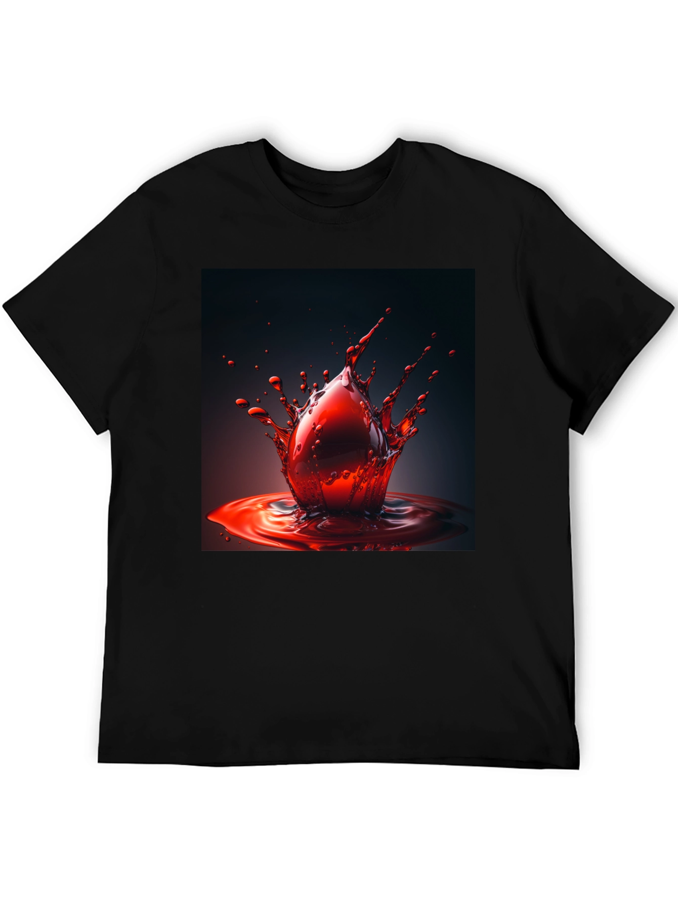 Blood Drop Tee - Bold Graphic Print Black Shirt