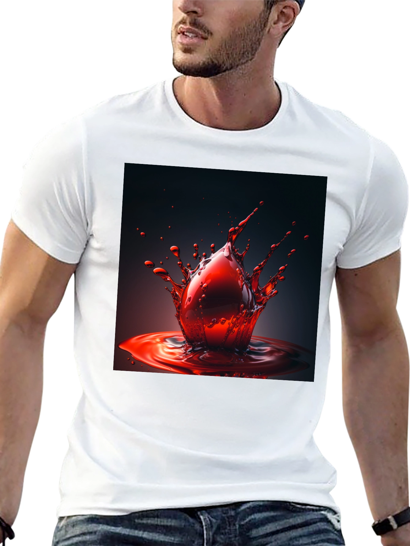 Blood Drop Tee - Bold Graphic Print Black Shirt