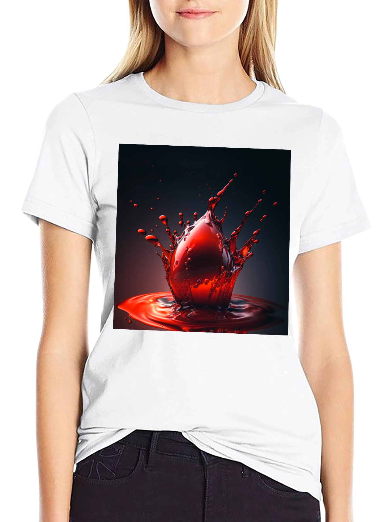 Blood Drop Tee - Bold Graphic Print Black Shirt