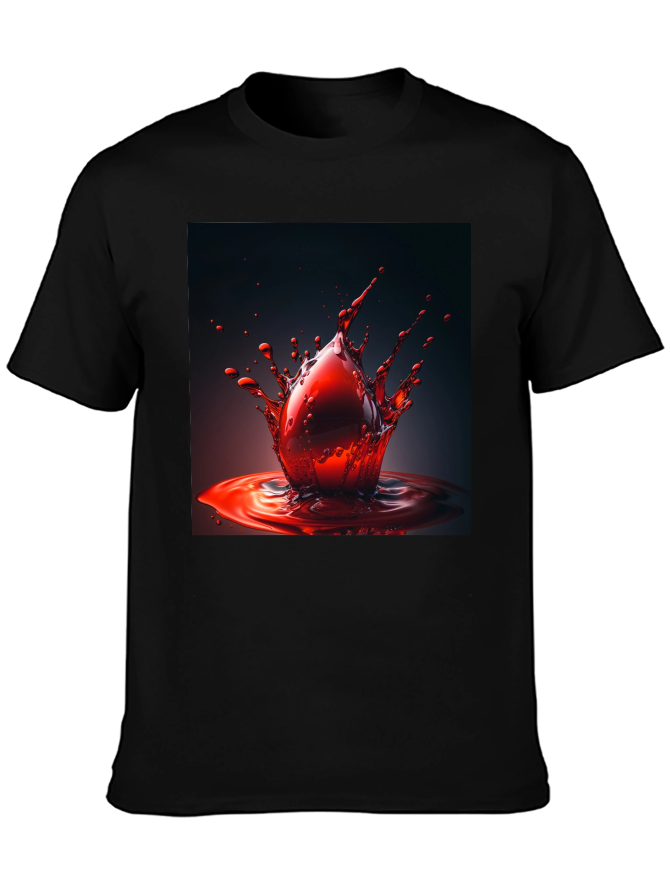 Blood Drop Tee - Bold Graphic Print Black Shirt