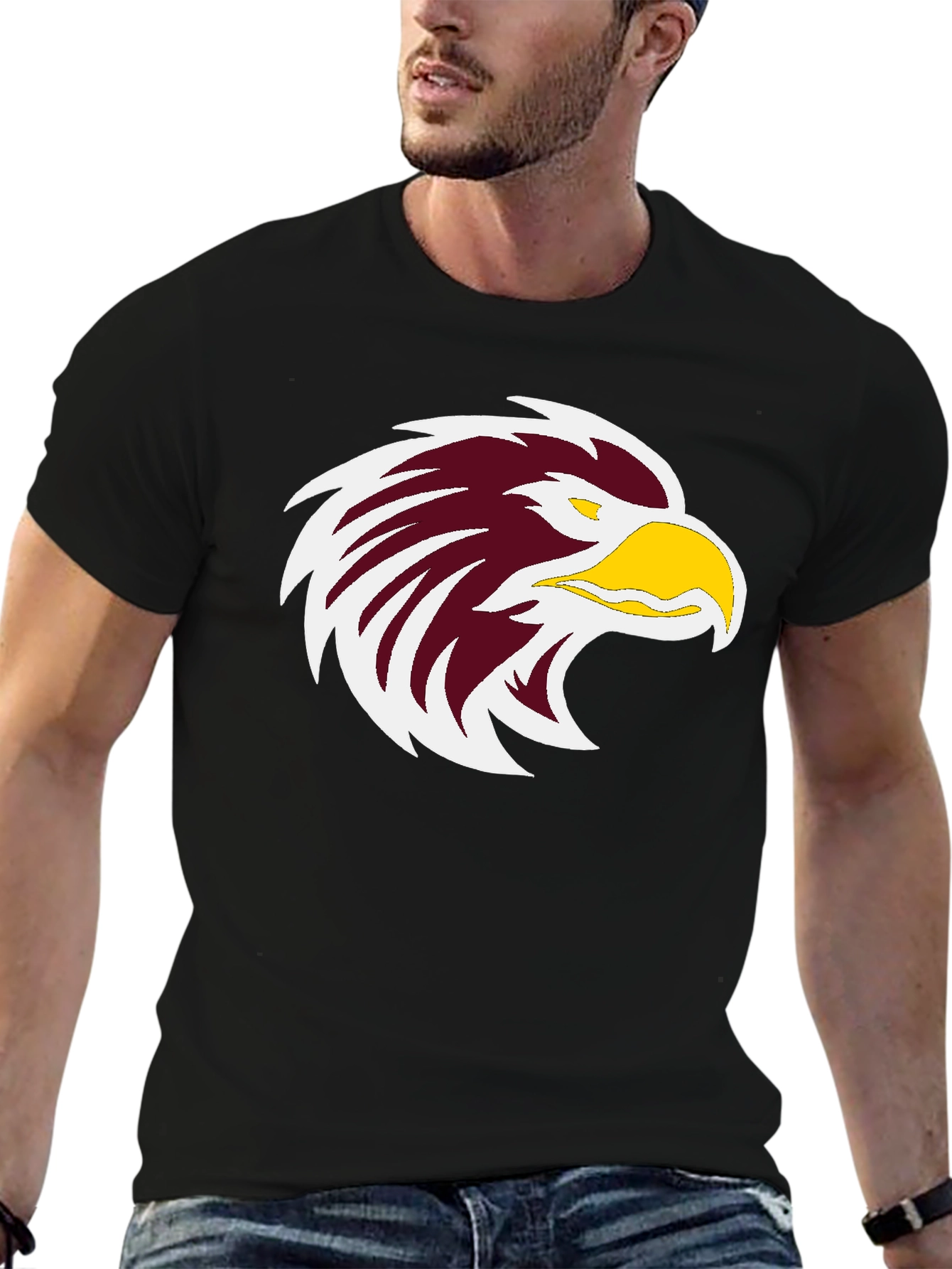 Bold Eagle Graphic Print Black T-Shirt