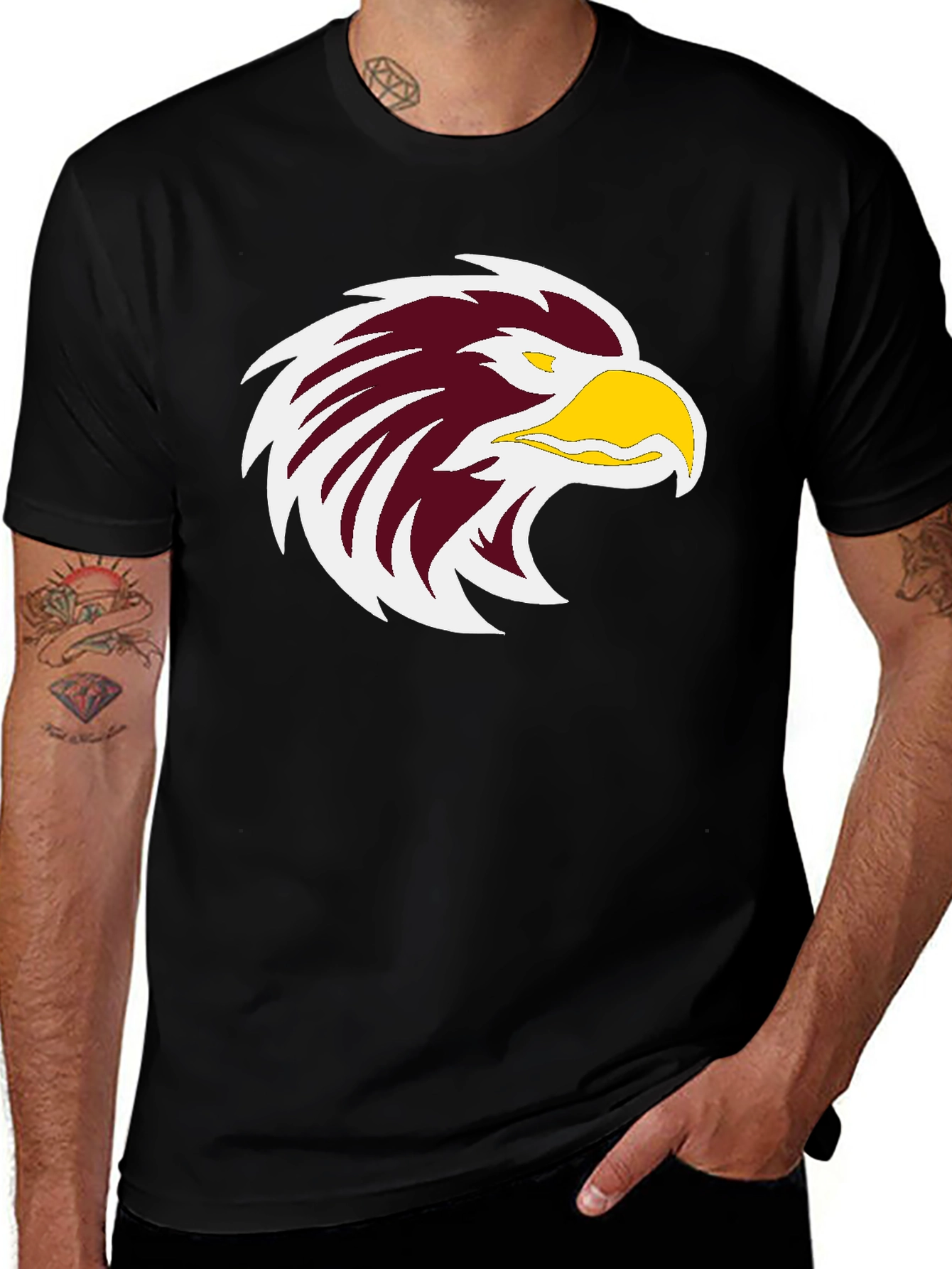 Bold Eagle Graphic Print Black T-Shirt