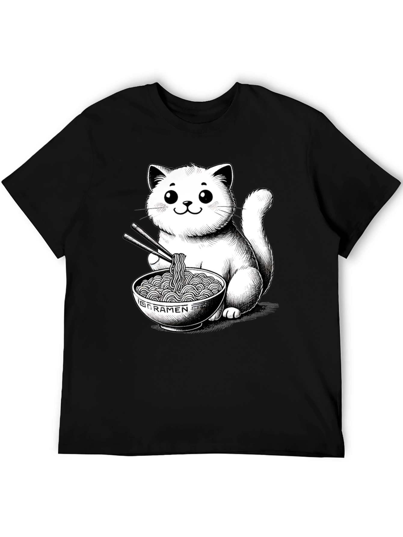 Cat Ramen T-Shirt - Kawaii Kitten Noodles Graphic Tee