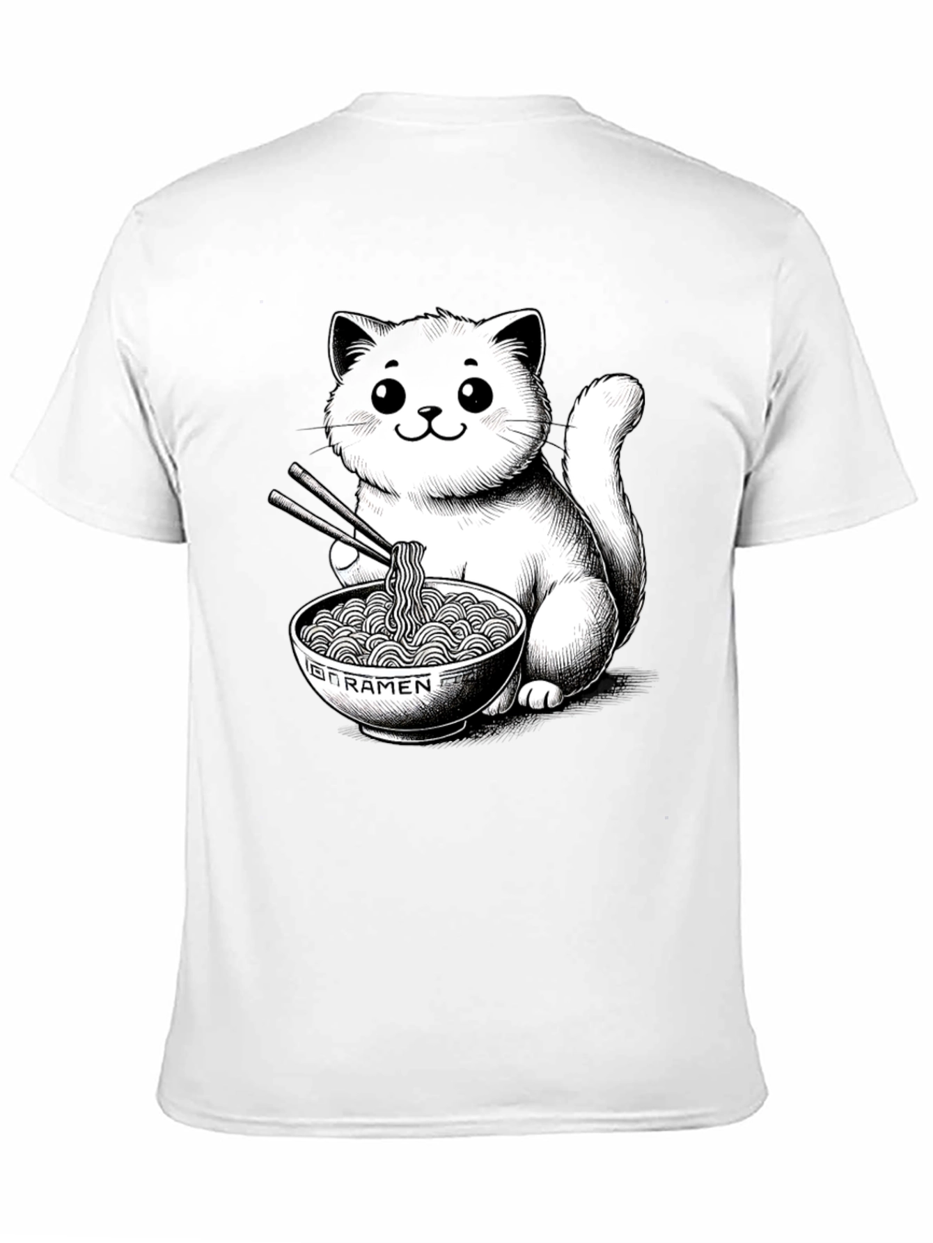 Cat Ramen T-Shirt - Kawaii Kitten Noodles Graphic Tee