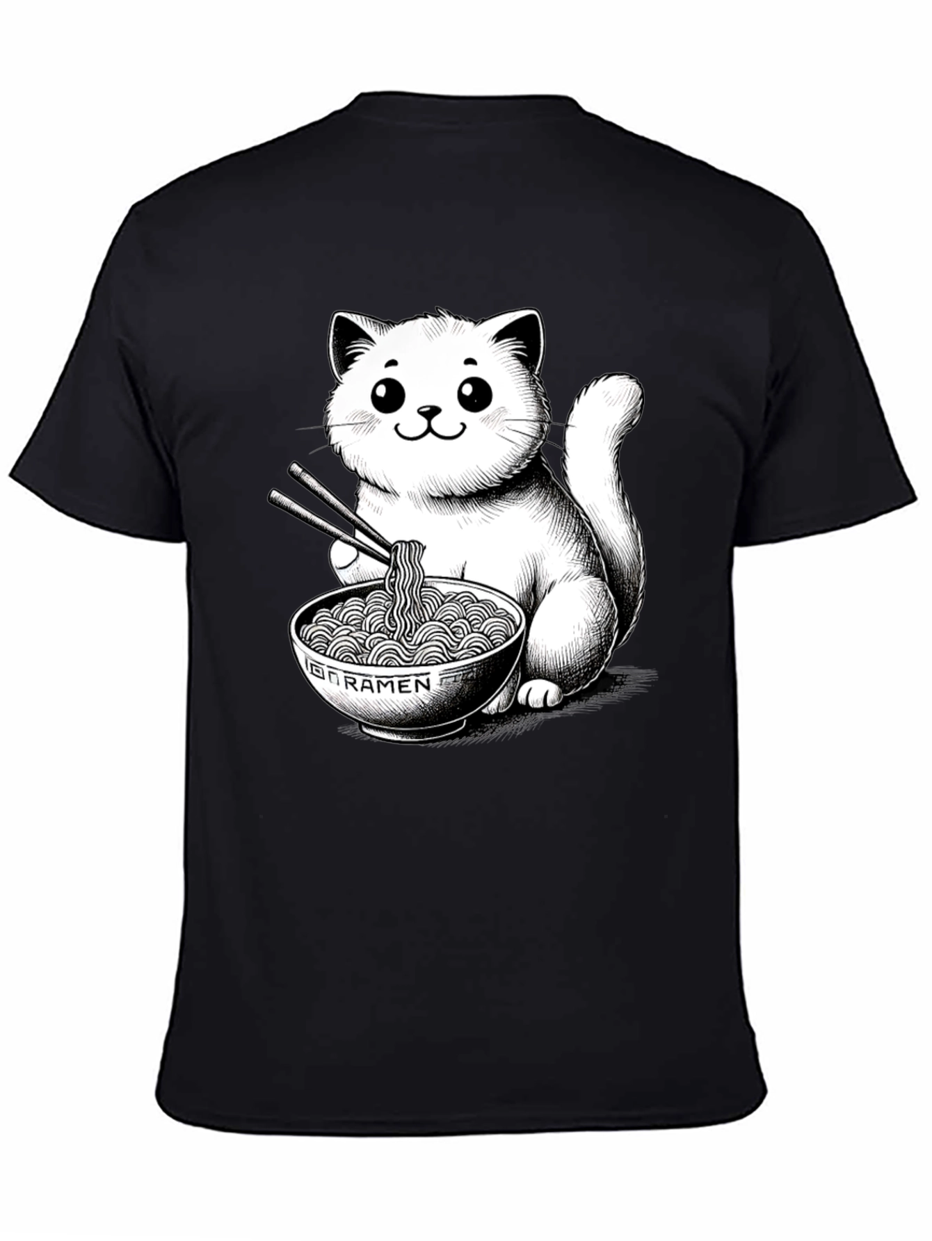 Cat Ramen T-Shirt - Kawaii Kitten Noodles Graphic Tee