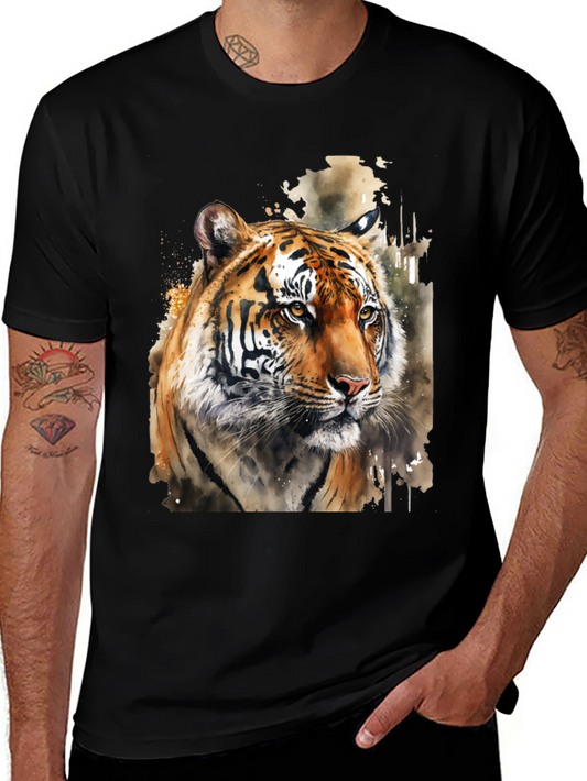 Tiger Watercolor Graphic Tee - Black