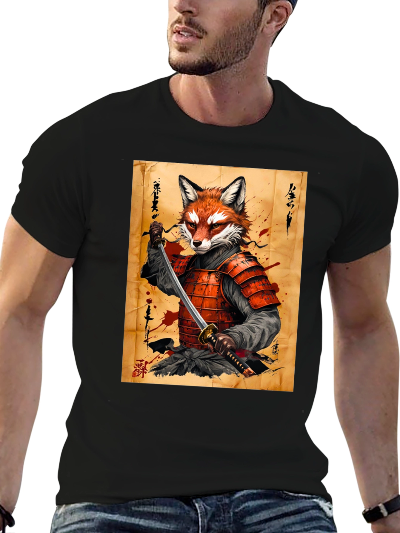 Fox Samurai Graphic T-Shirt - Unique Design
