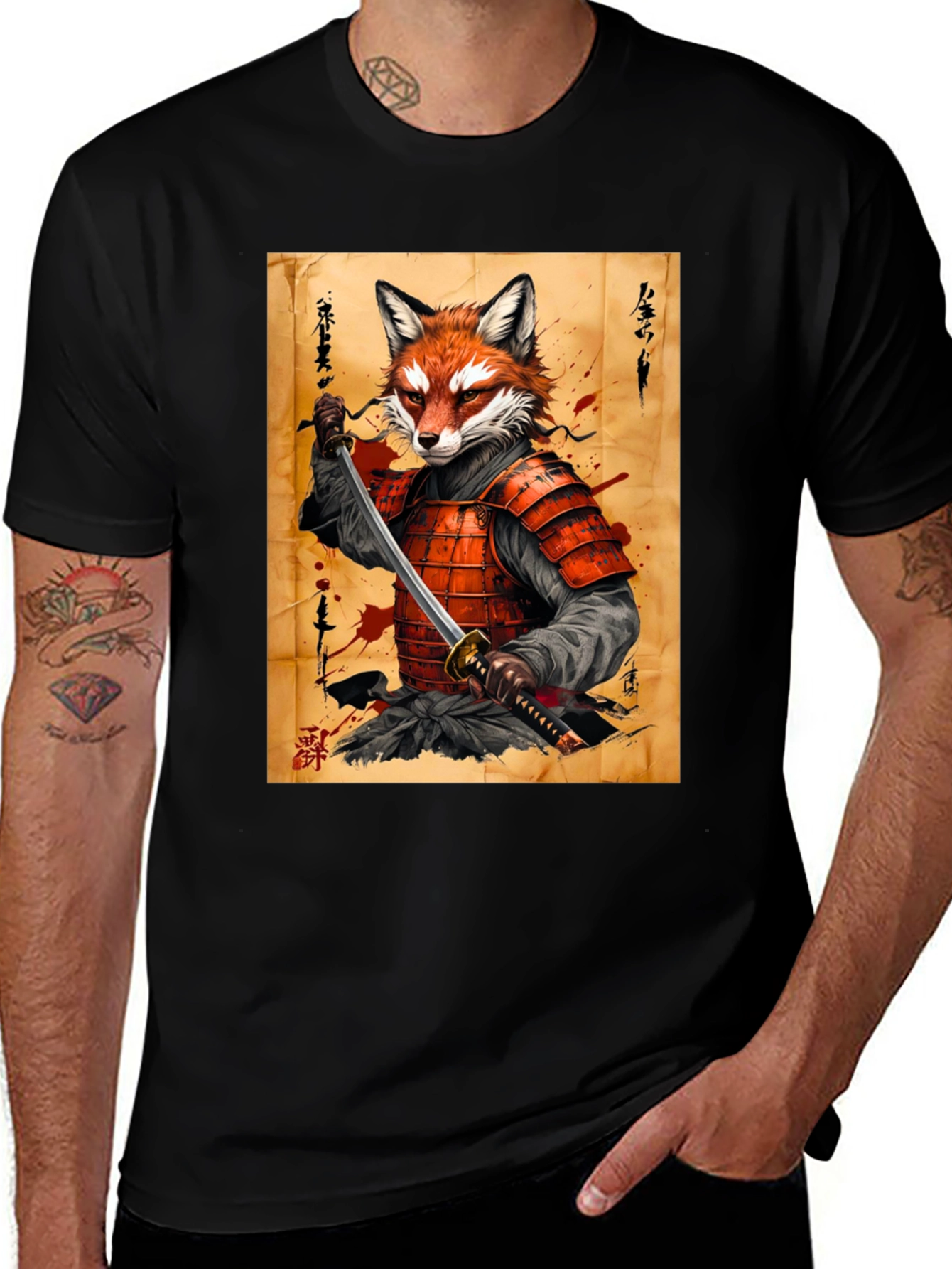 Fox Samurai Graphic T-Shirt - Unique Design