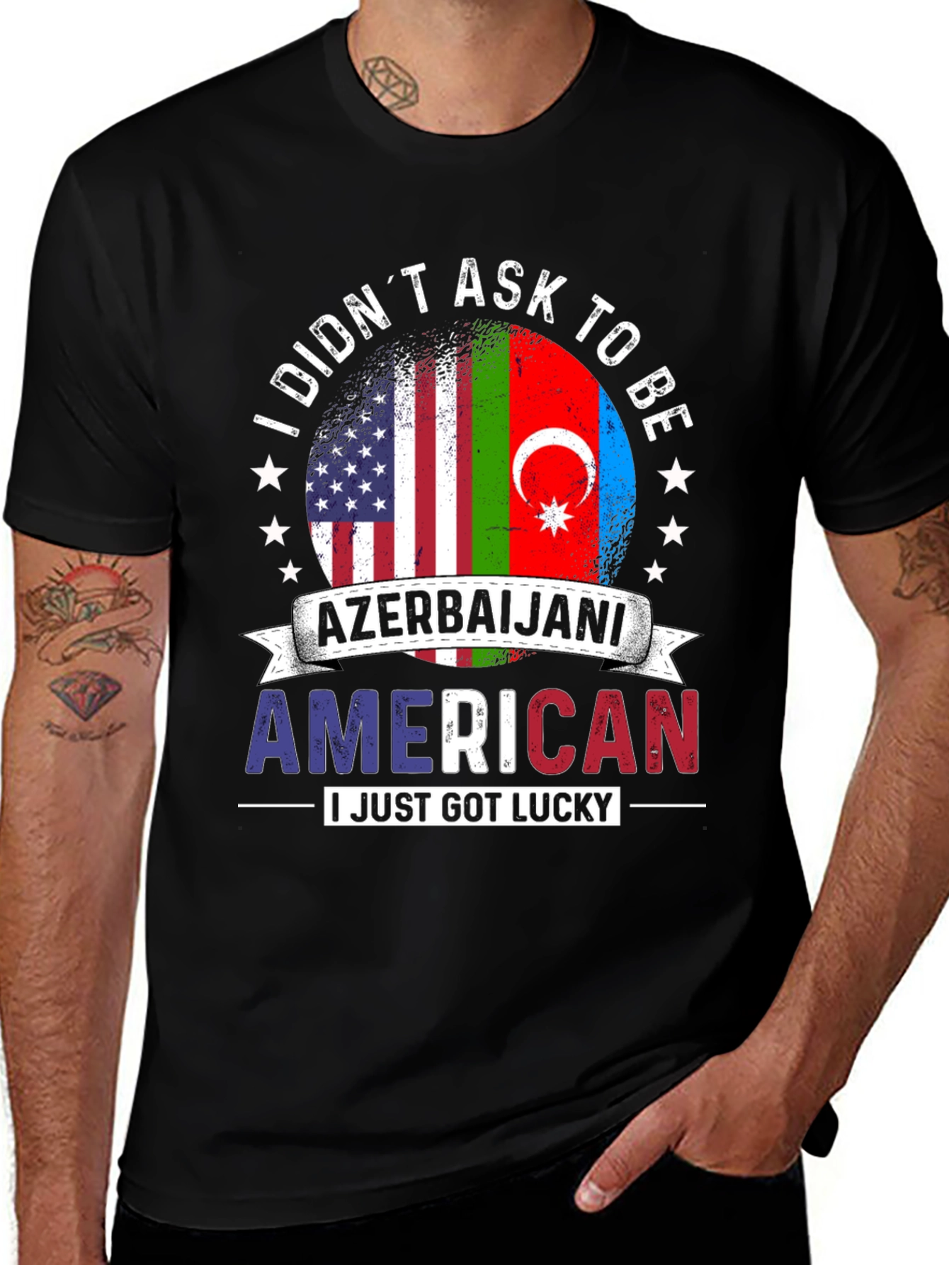 Azerbaijani American T-Shirt Flag Design