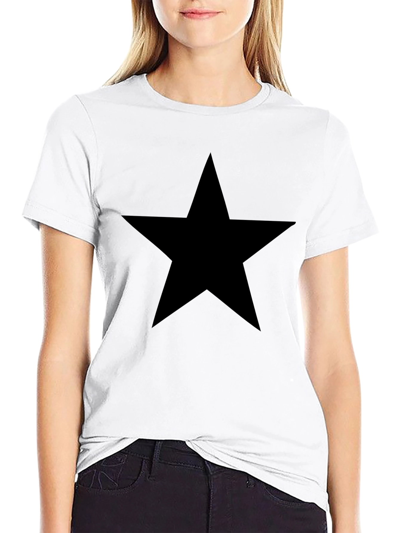 Bold Star Graphic Tee - Classic Black Cotton T-Shirt
