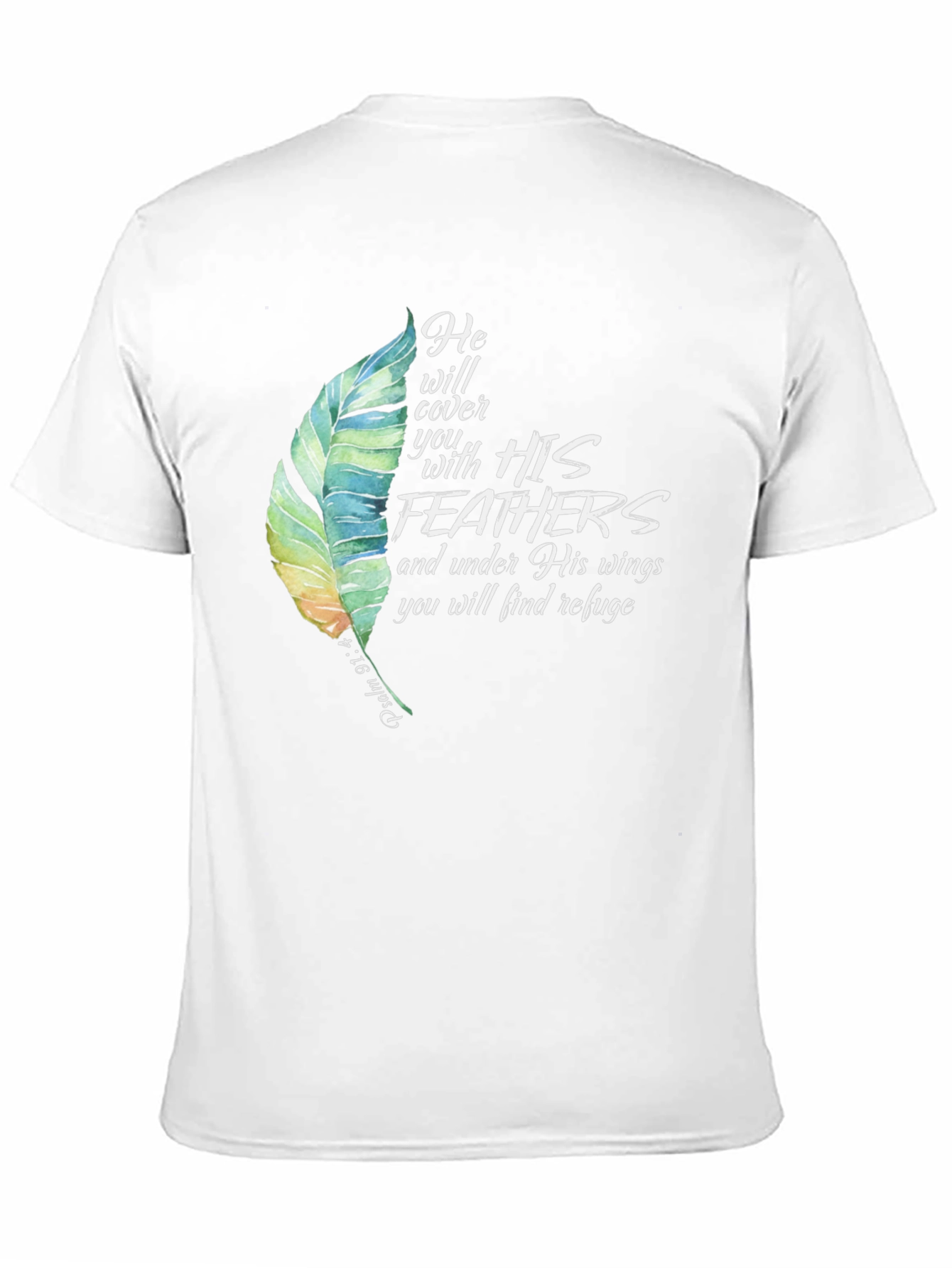 Feathers Graphic Tee Psalm 91:4 Religious Shirt
