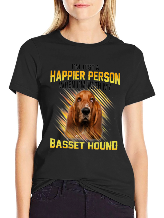 Happier Person Basset Hound Graphic Tee