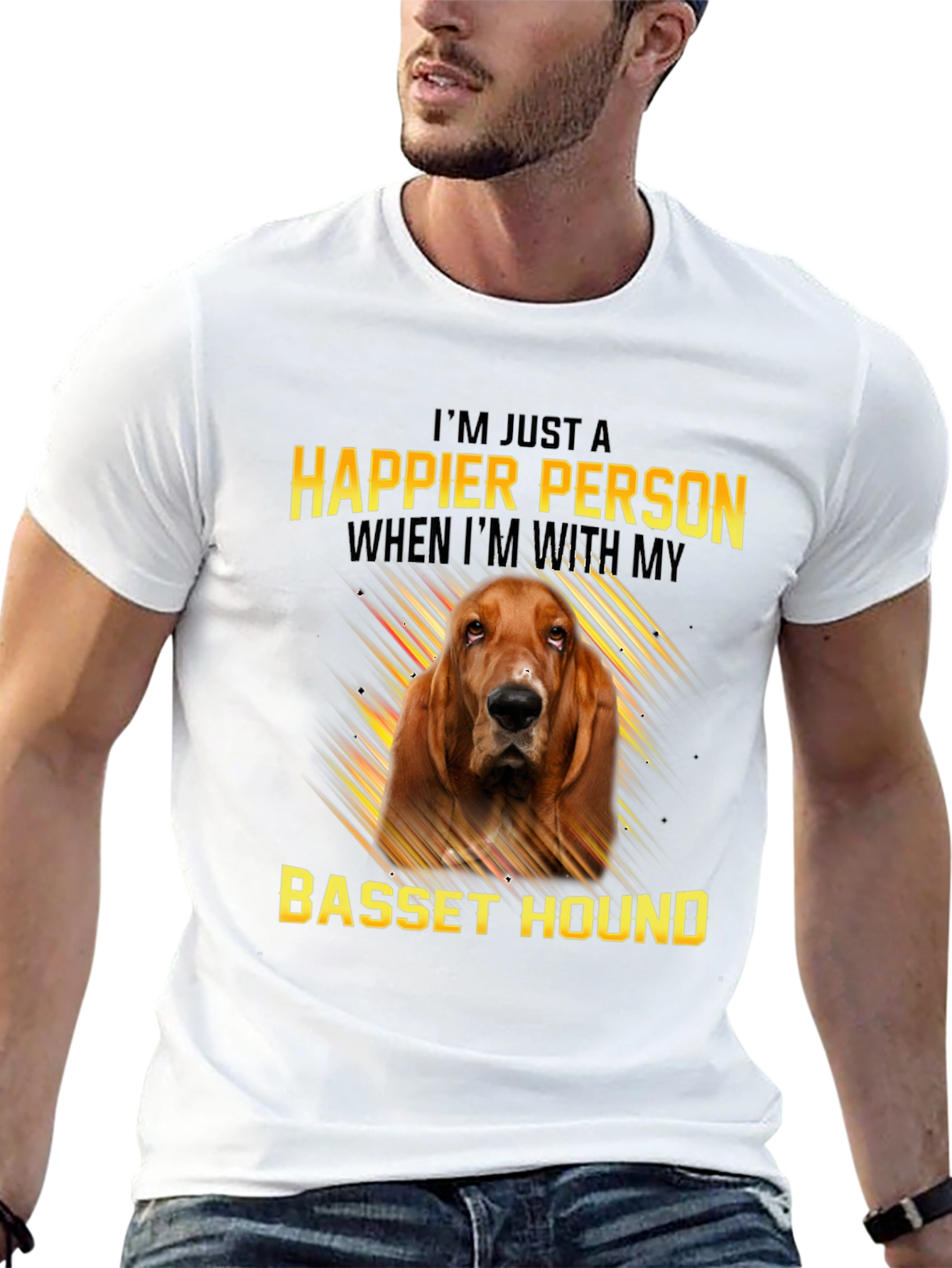 Happier Person Basset Hound Graphic Tee