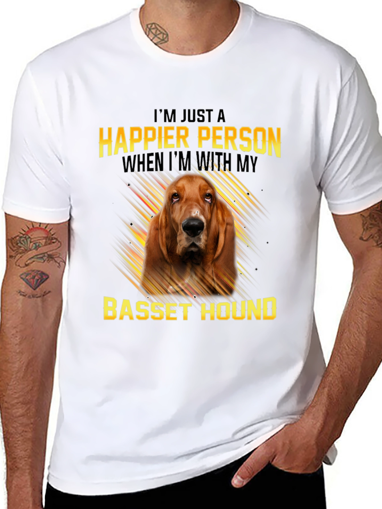 Happier Person Basset Hound Graphic Tee