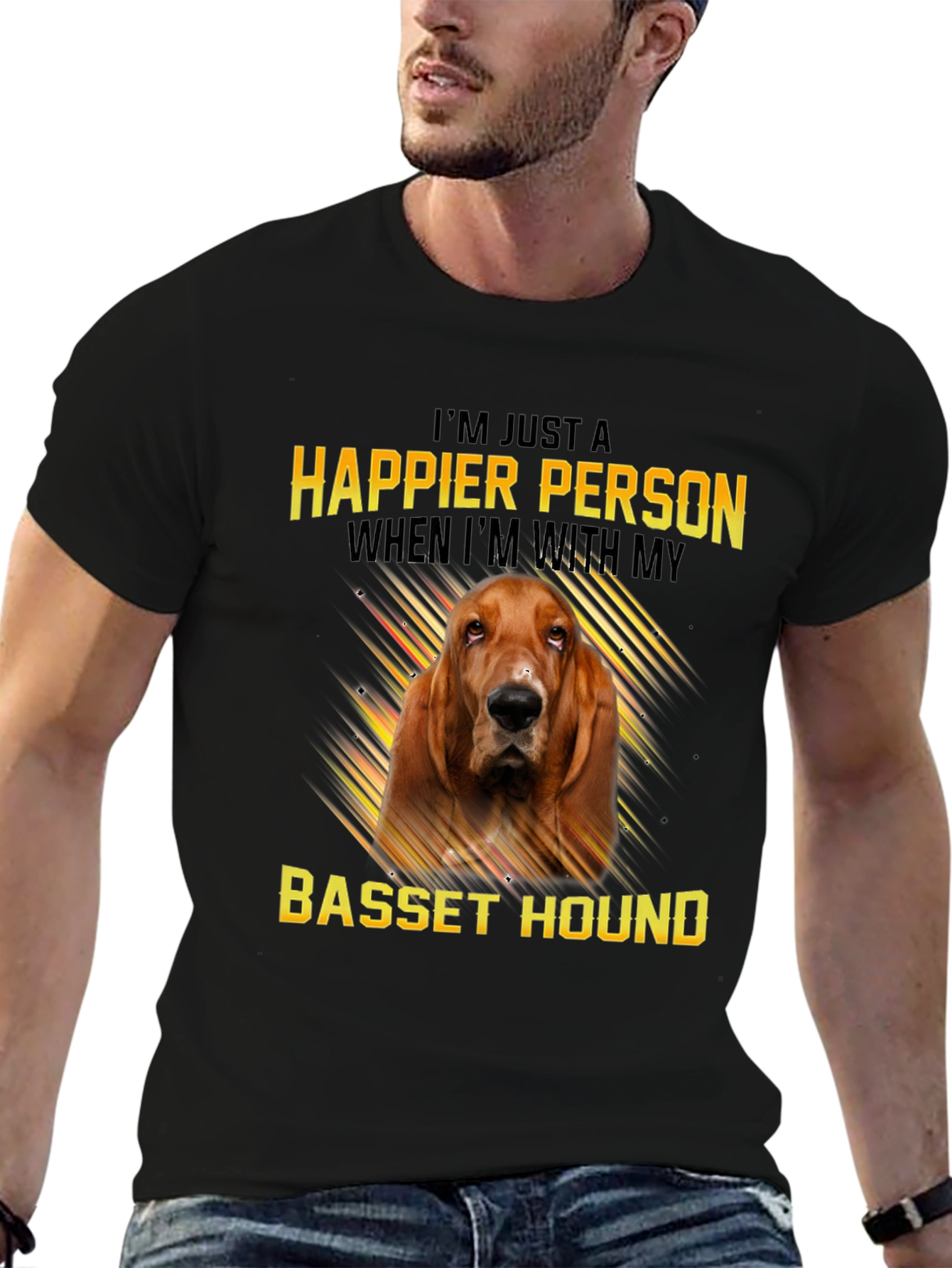 Happier Person Basset Hound Graphic Tee