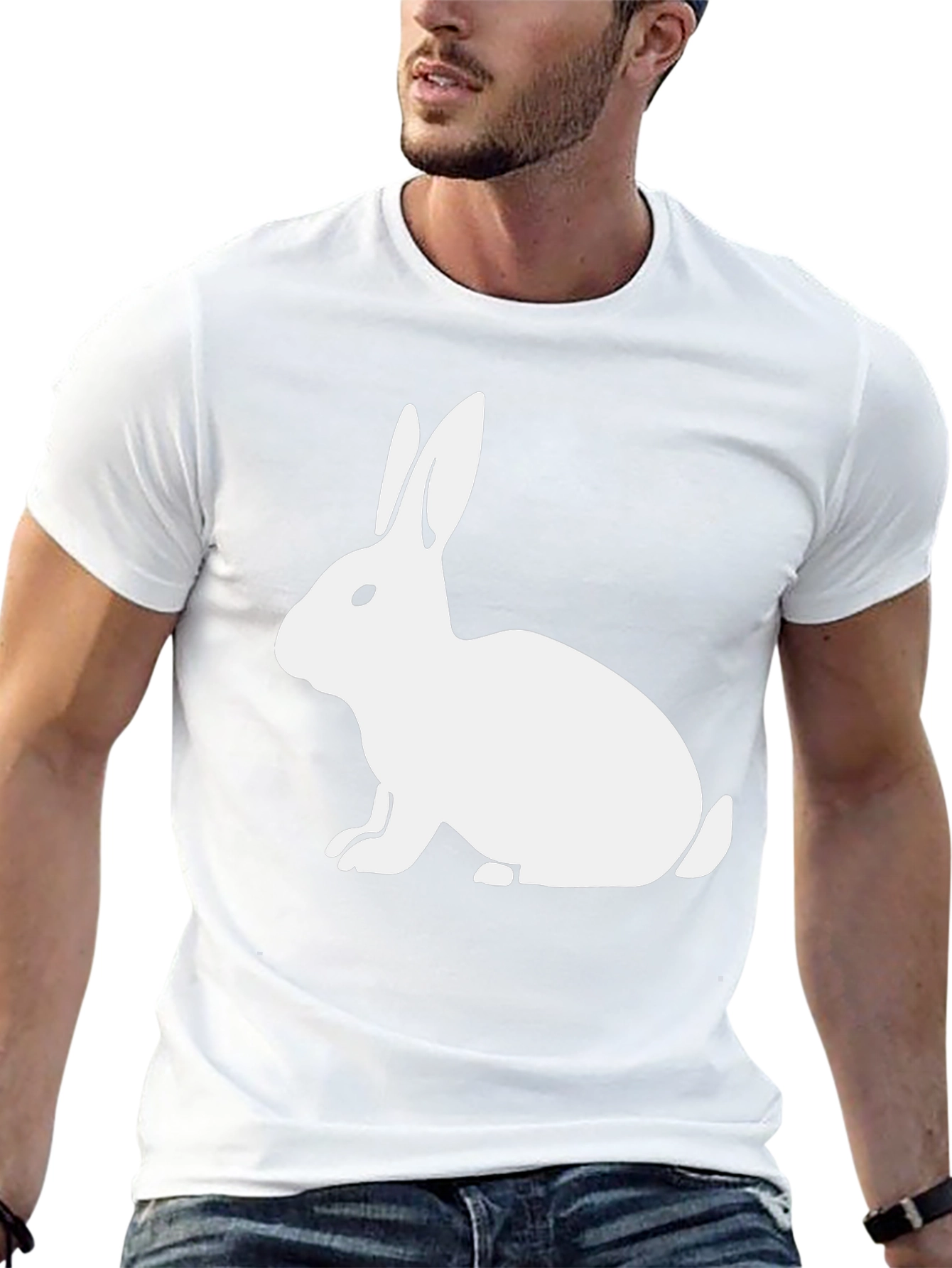 Rabbit Graphic Print Tee - Black