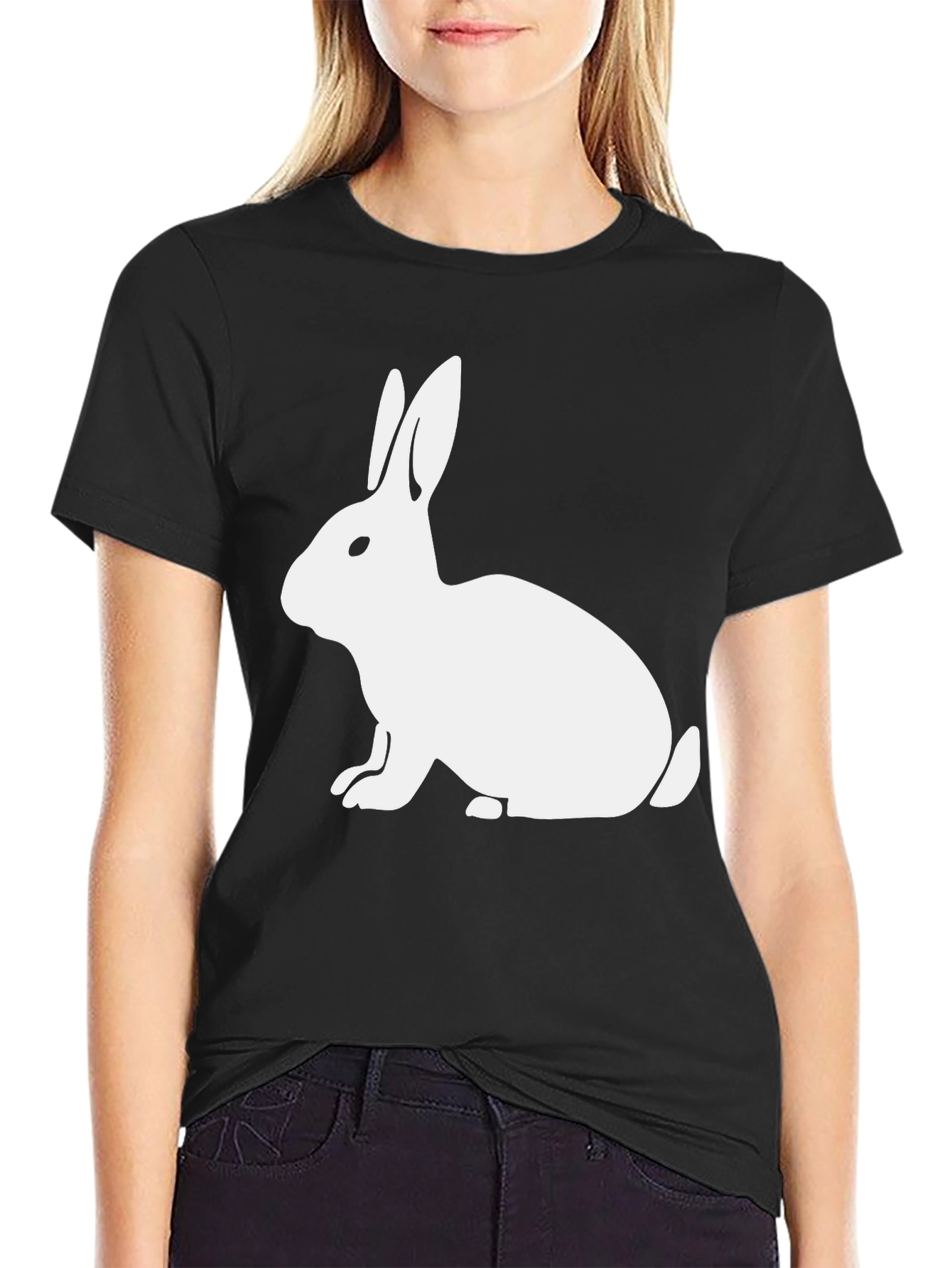 Rabbit Graphic Print Tee - Black