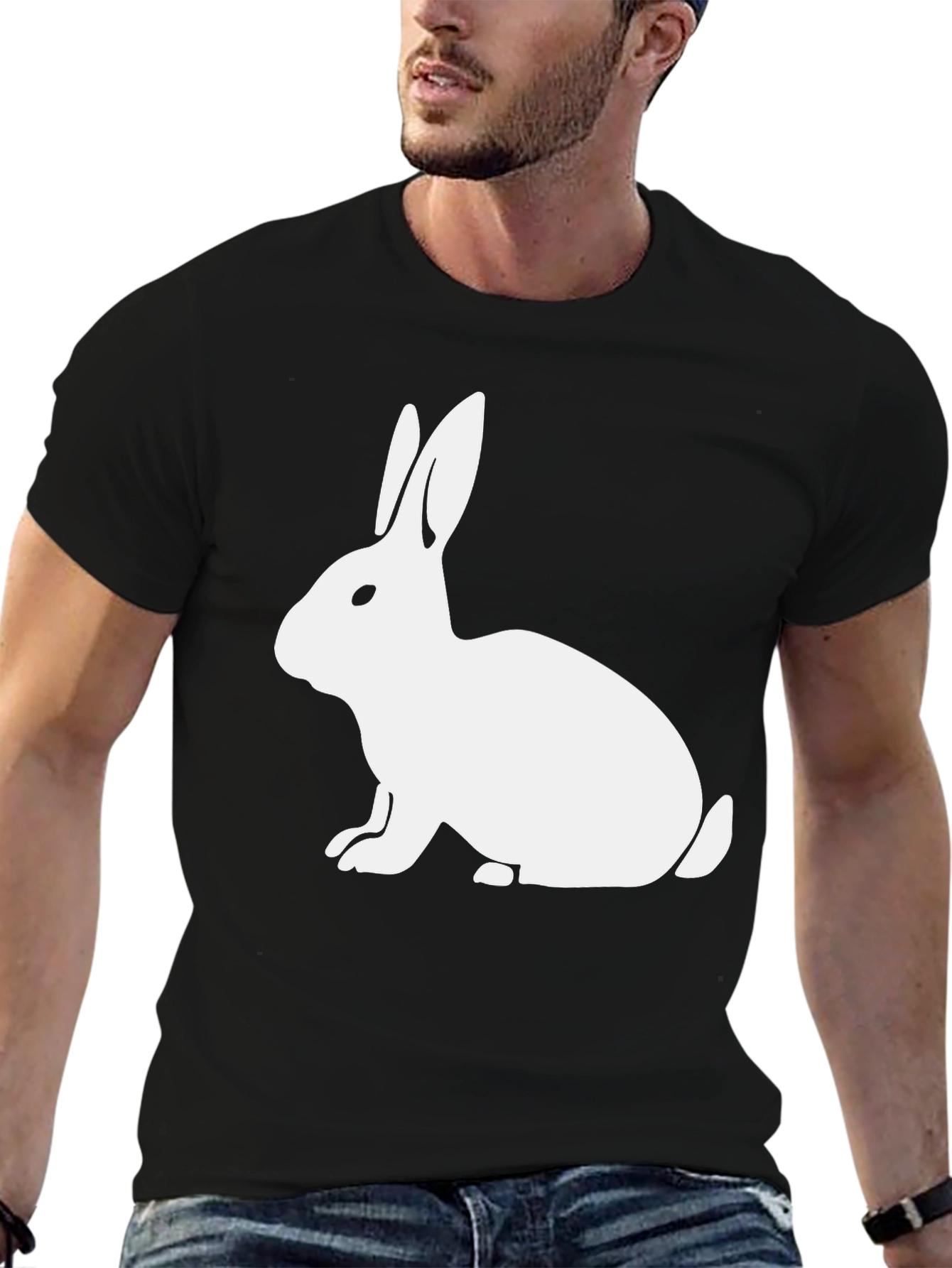 Rabbit Graphic Print Tee - Black