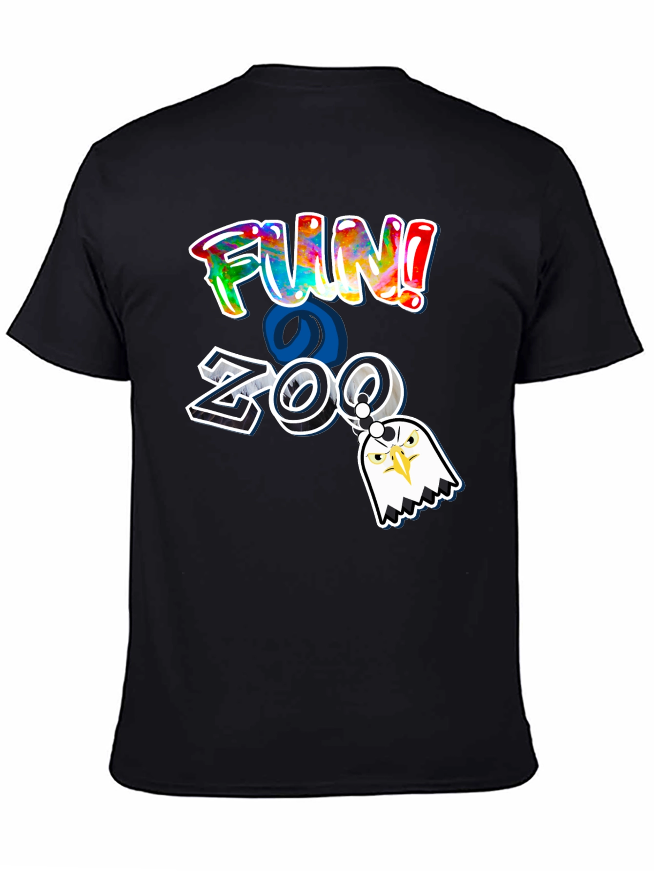 Fun at the Zoo Black T-Shirt with Eagle Charm