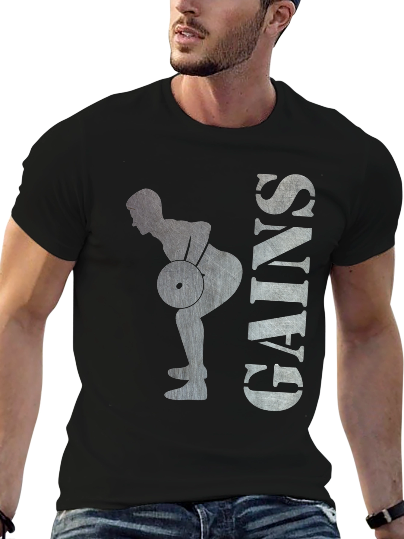 Gains Lifting Graphic T-Shirt - Black