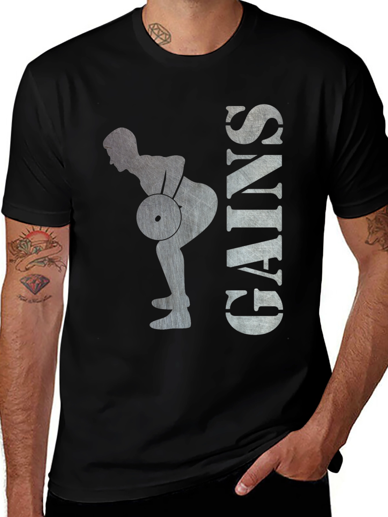 Gains Lifting Graphic T-Shirt - Black