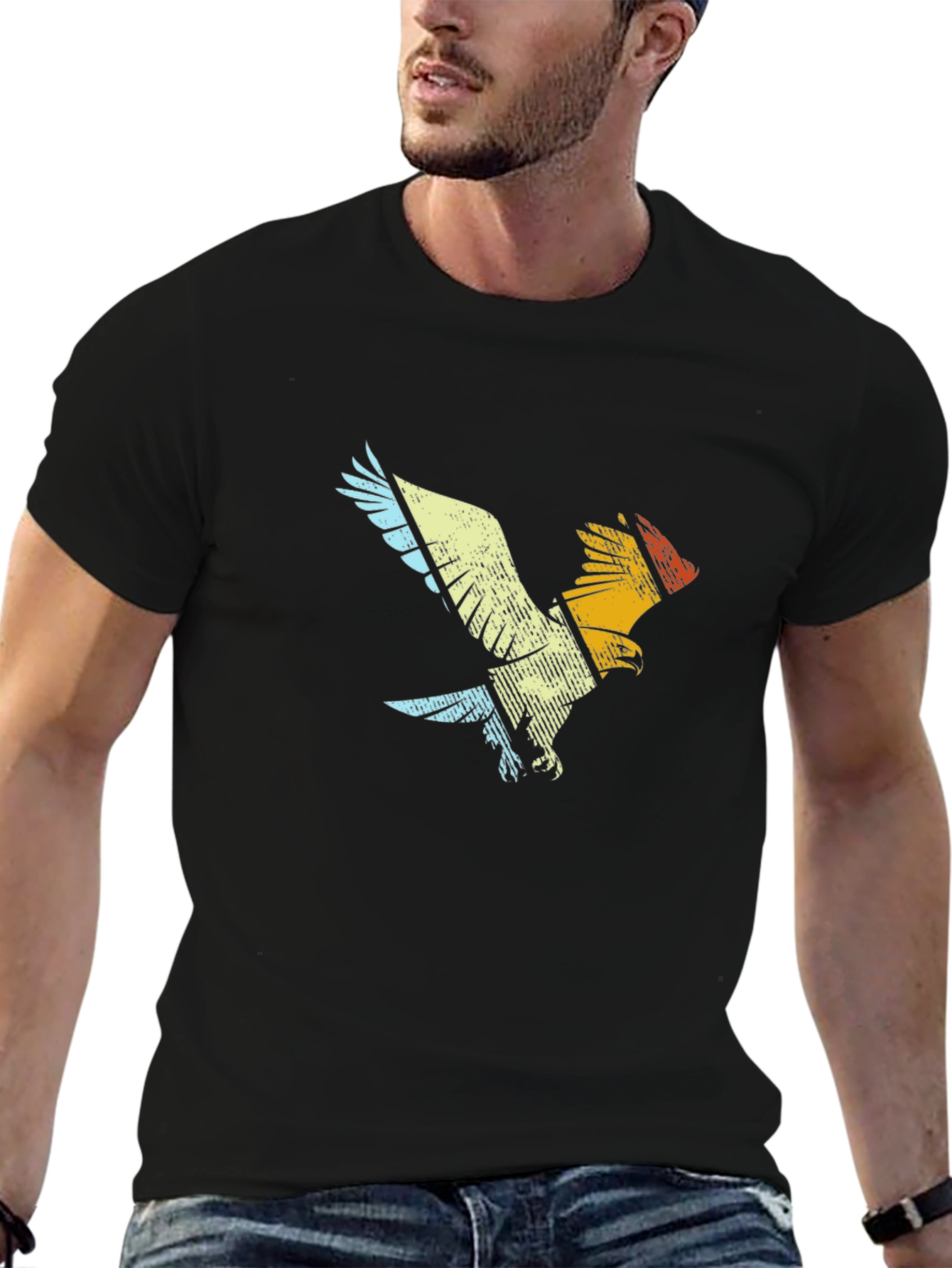 Retro Eagle Graphic Tee - Black