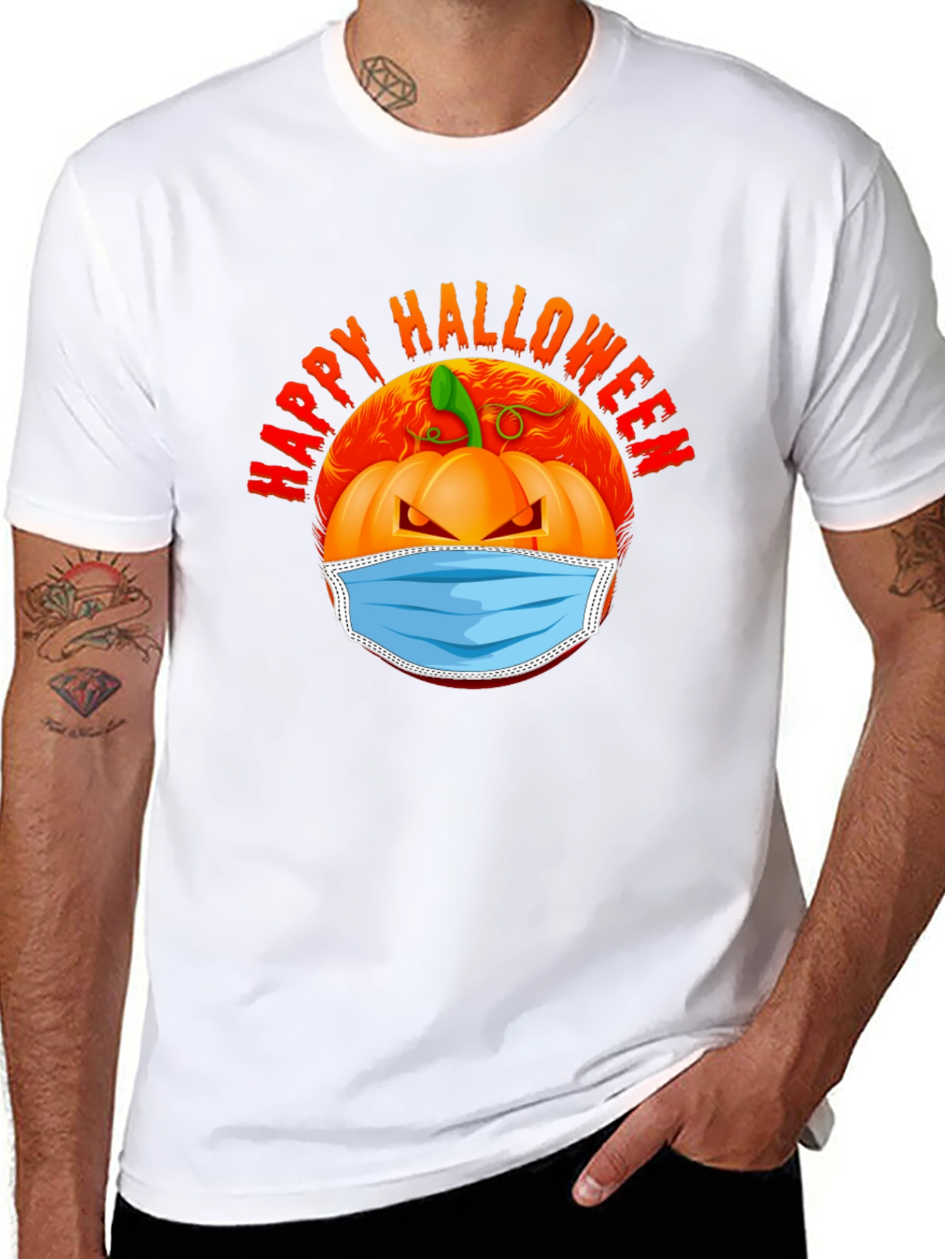 Halloween Pumpkin Mask Graphic Tee