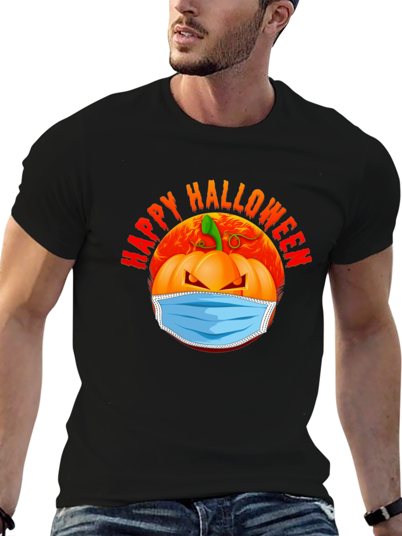 Halloween Pumpkin Mask Graphic Tee