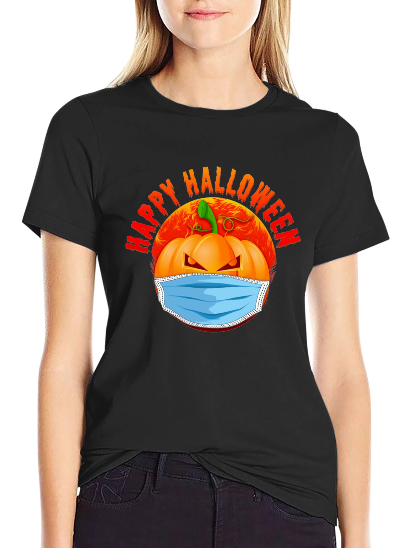Halloween Pumpkin Mask Graphic Tee
