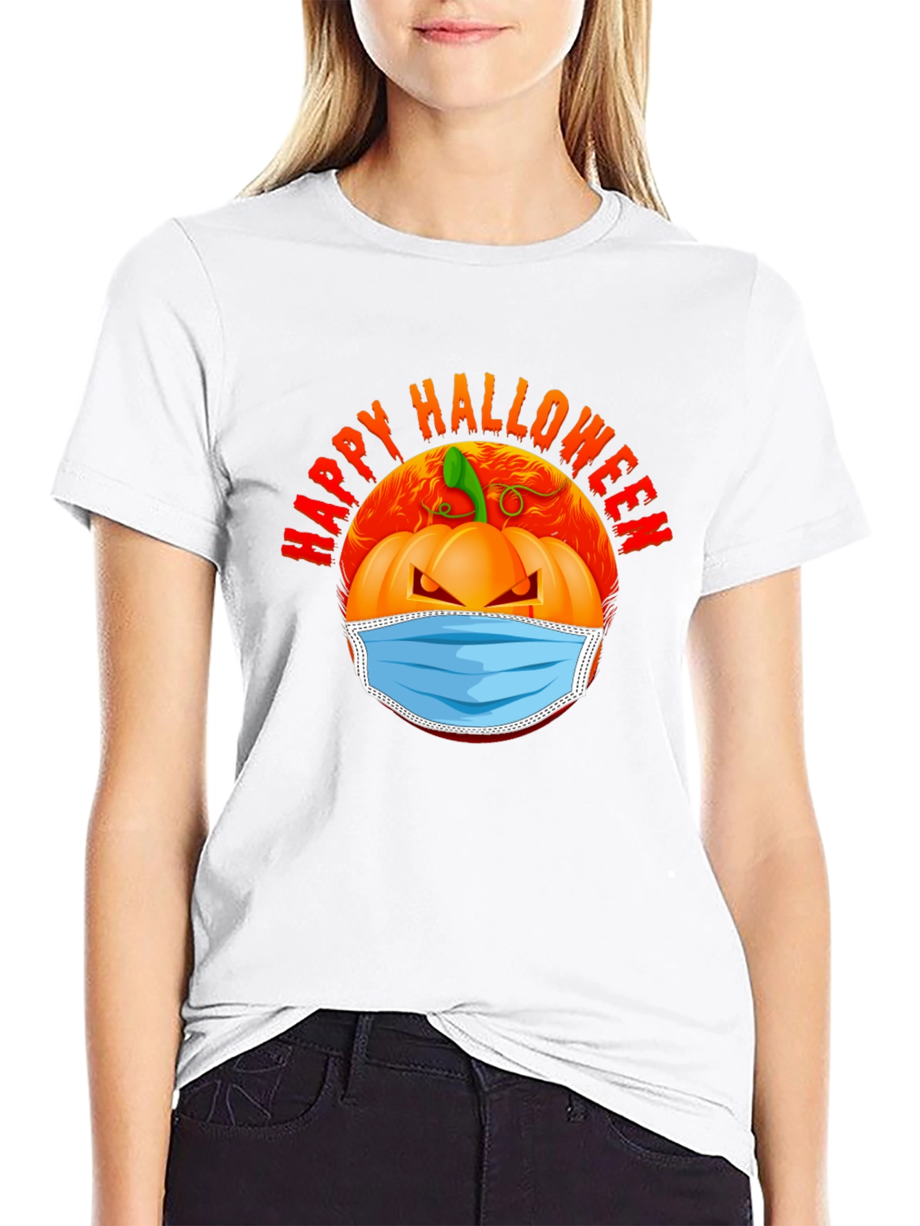 Halloween Pumpkin Mask Graphic Tee