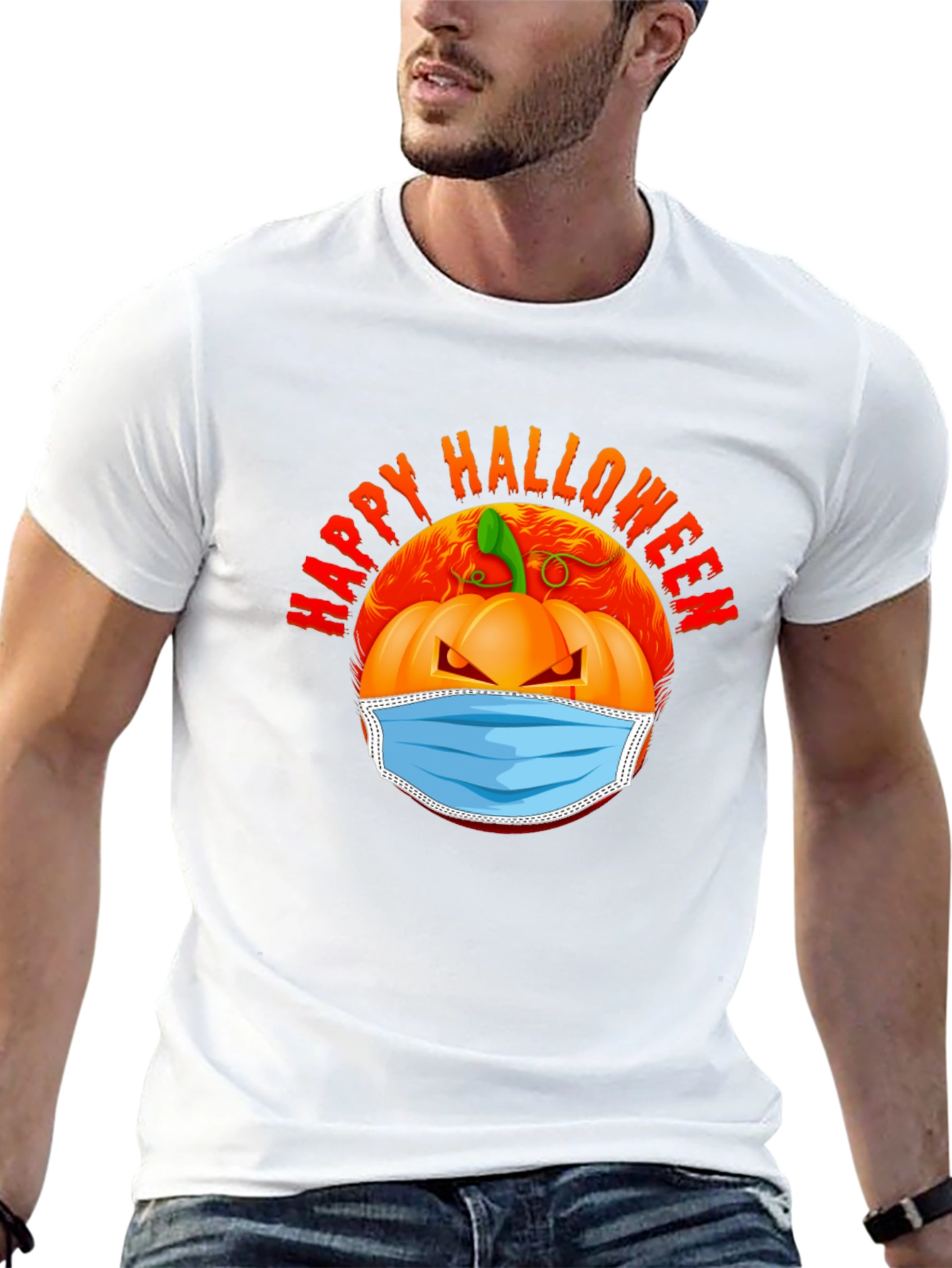 Halloween Pumpkin Mask Graphic Tee