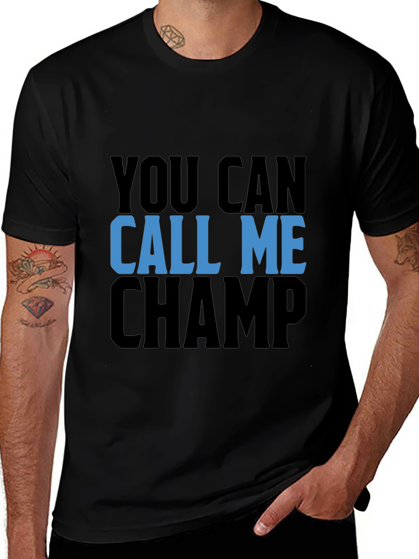 Call Me Champ Black T-Shirt