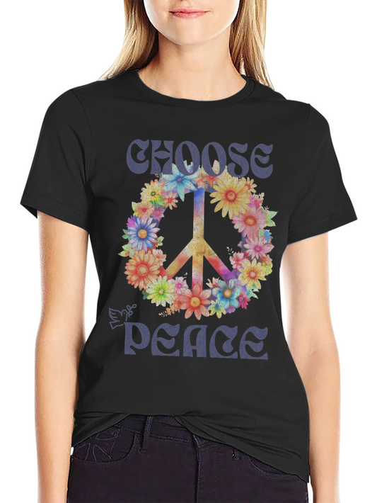 Choose Peace Floral Graphic T-Shirt