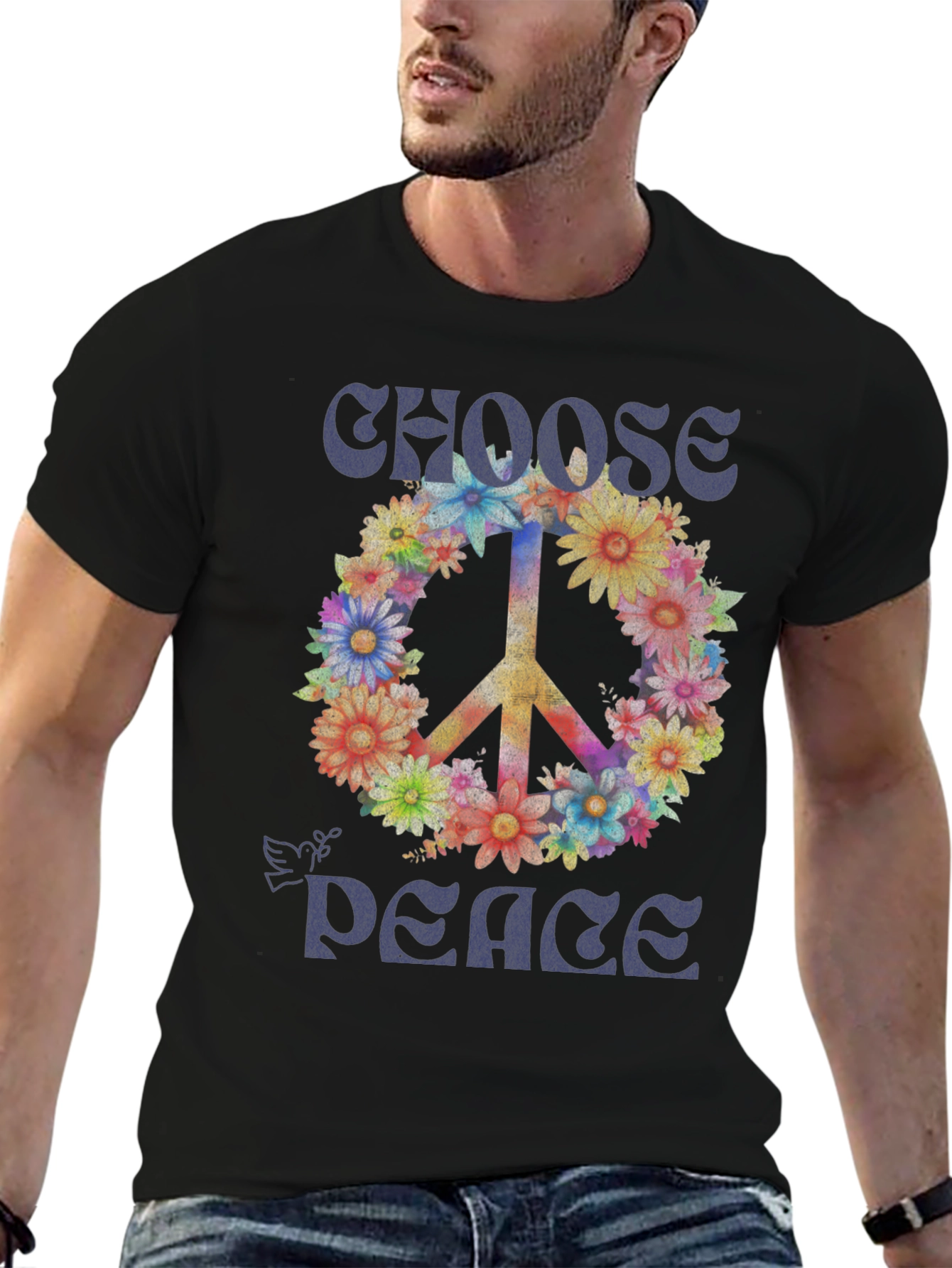Choose Peace Floral Graphic T-Shirt